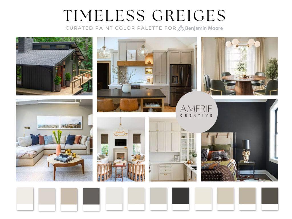 Greige Benjamin moore Paint color Palette Whole House paint color palette Whole Home paint color scheme greige paint colors benjamin moore greige paint color palette interior warm neutral paint benjamin moore gray beige grey classic gray natural cream revere pewter black beauty dove wing edgecomb gray stone hearth iron mountain gray mist grant beige pashmina dragon's breath dragons breath benjamin moore