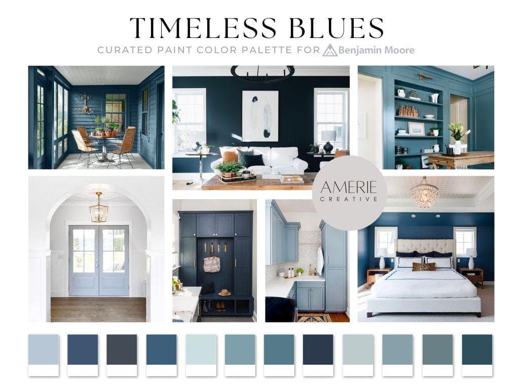 Classic Blue Paint Color Palette Benjamin Moore paint color colour scheme blue paint colors whole house paint color palette whole home paint colors navy blue paint colors light blue dark blue accent color navy kitchen cabinet dusty powder blue door blue exterior paint color exterior blue paint color navy exterior paint hale navy blue heather kensington blue deep royal van duesen blue woodlawn blue phillipsburg blue smoke polaris blue waters edge van coutrland blue providence blue newburg green