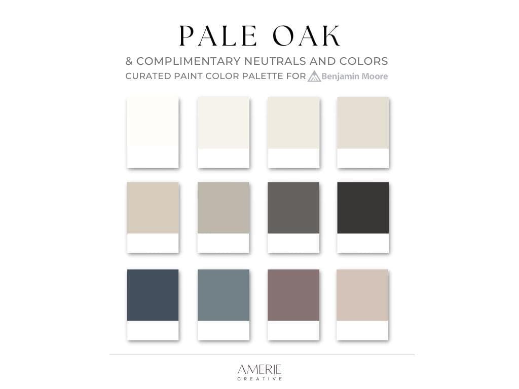 Pale Oak Color Palette Benjamin Moore Paint Palette Whole home color scheme Cozy home paint color greige taupe warm neutral paint colors