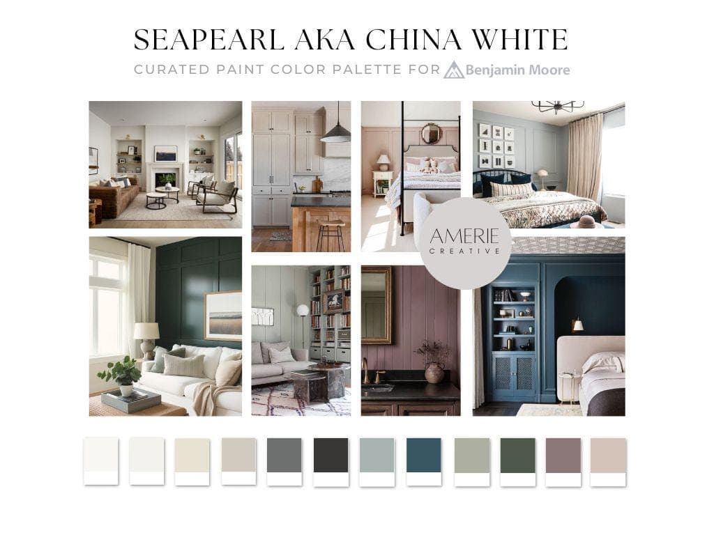 Seapearl Benjamin Moore China White Benjamin Moore Paint Color Palette Whole house paint color scheme warm neutral paint colors 2026 seapearl complimentary colors china white coordinating colors sage gray green grey blue navy blue teal green paint colors 2026 paint colors warm white off-white paint colors greige
benjamin moore white dove natural cream revere pewter kendall charcoal black beauty boothbay gray new providence navy newburg green meadow pink oil cloth backwoods cinnamon slate