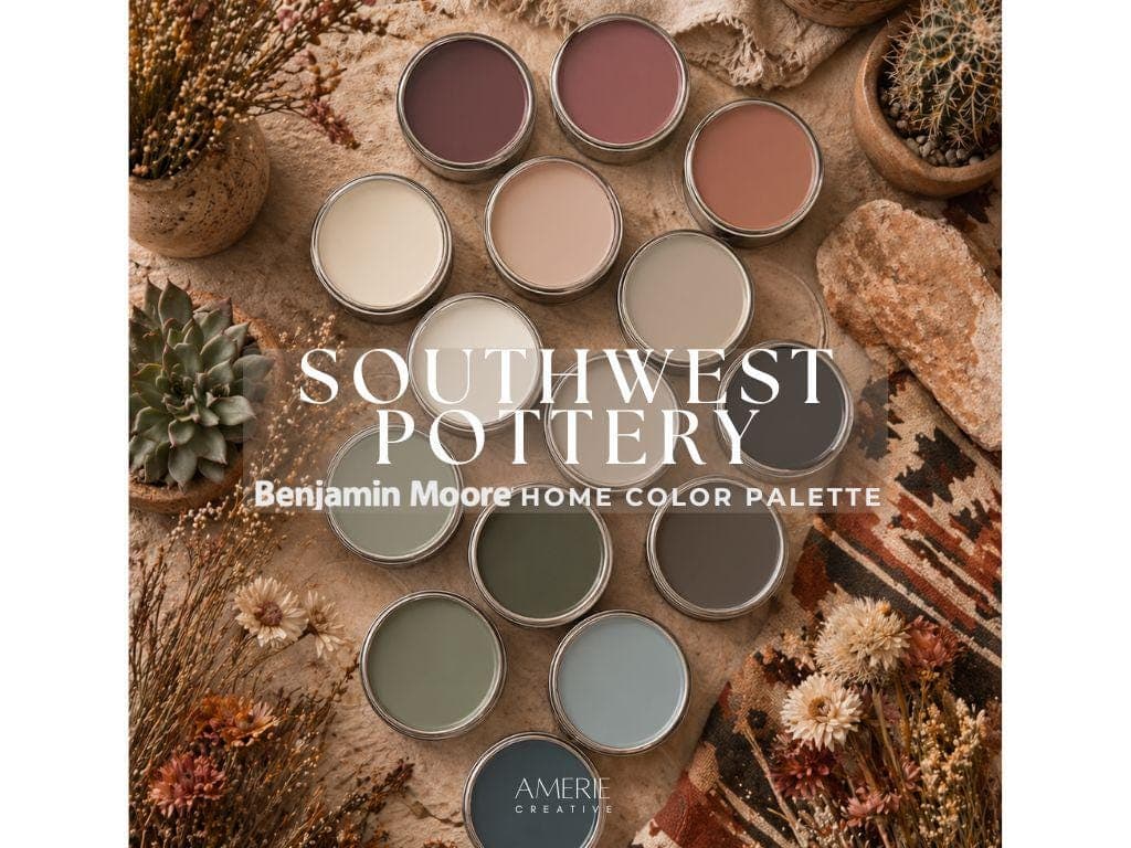 Southwest Pottery Benjamin Moore paint color palette Whole house paint color scheme Terracotta paint colors earthy neutral paint color 2026