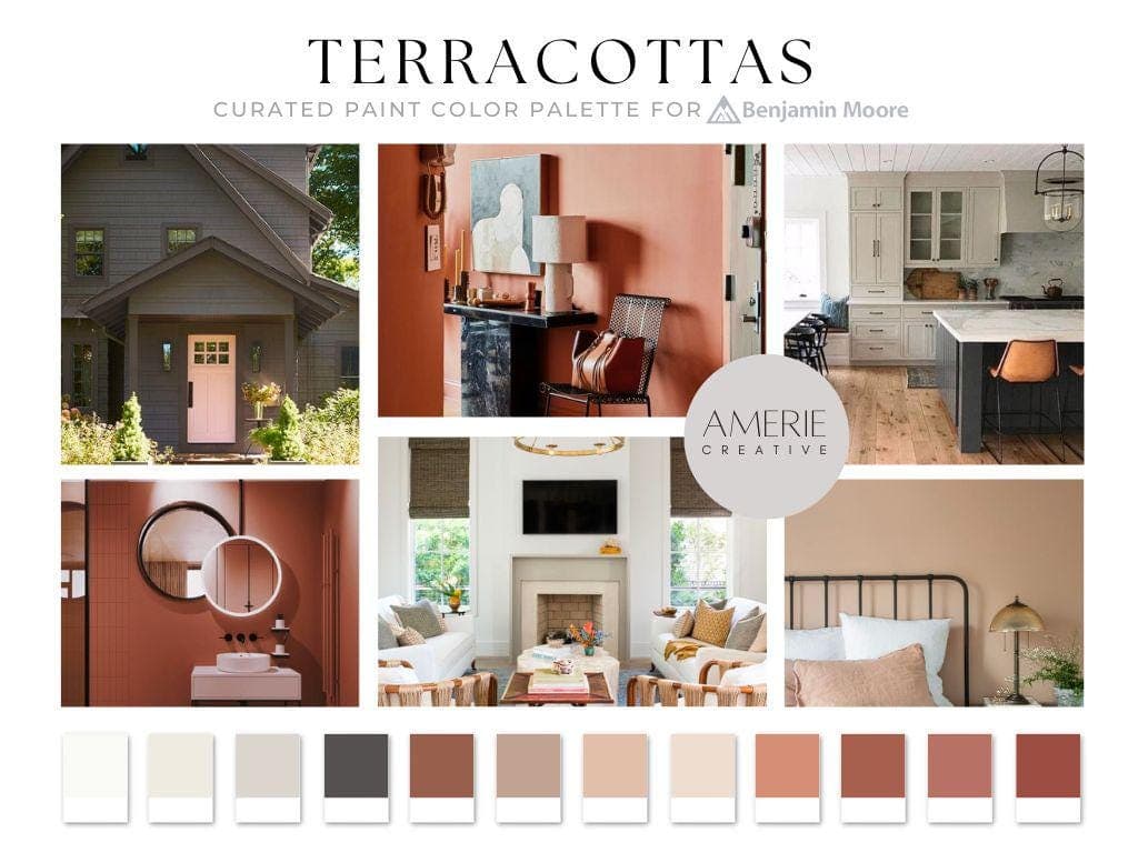 Terracotta Benjamin Moore Paint Color Palette terracotta paint colors benjamin moore terracotta paint color 2025 paint colors warm neutral paint colors whole house paint color schme whole home paint color 2025 
Mexican Tile Audobon Russet, BAKED TERRA COTTA MEXICANA Cloud White dove wing iron mountain edgecomb GEORGETOWN PINK BEIGE Venetian portico BURNT SIENNA DUSTY TRAIL