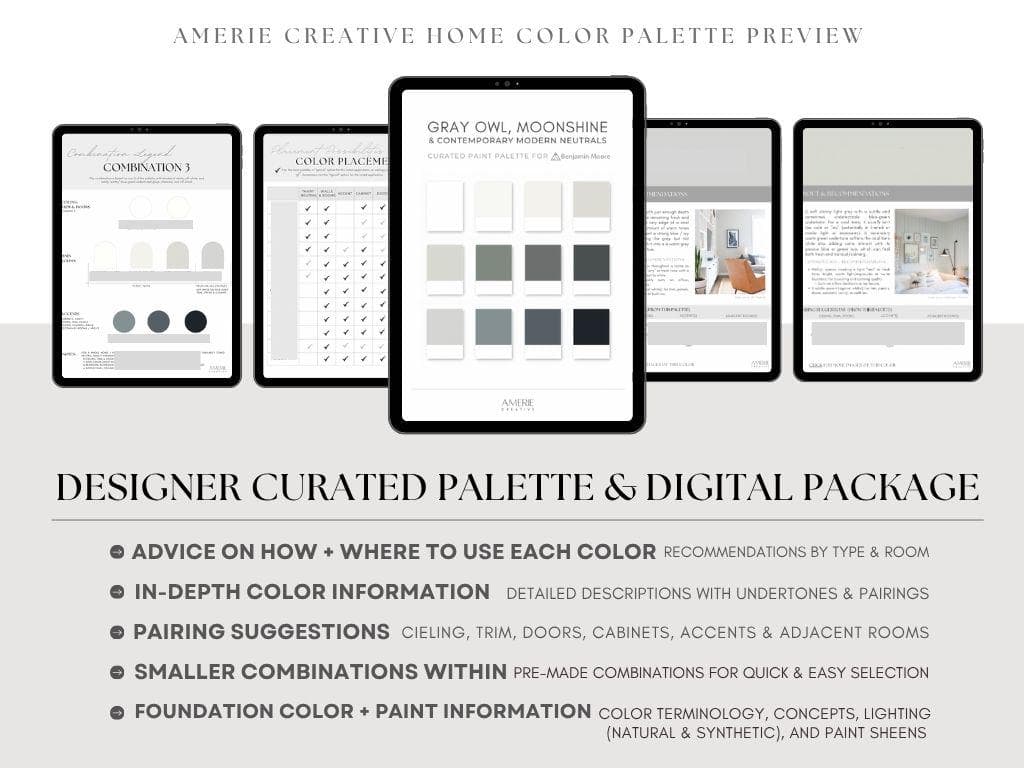 Gray Owl color scheme benjamin moore gray owl paint color palette Moonshine Benjamin Moore Paint Color Palette whole house paint color scheme modern neutral paint colors modern paint colors exterior paint colors cabinet door earthy modern paint colors studio mcgee paint colors 
chantilly lace oxford white cloud cover intense white sheeps wool intrigue Kendall charcoal rocky coast flint soot