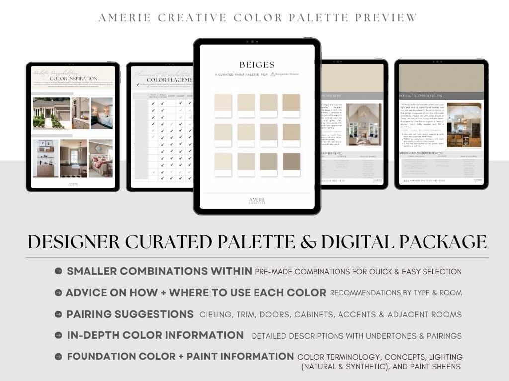 BEIGE paint color palette Benjamin Moore Paint Color Palette Classic beige warm neutral paint whole house paint color scheme warm gray beige greige house home paint colour, white sand, clay beige, shaker beige, natural linen, manchester tan, tapestry beige bleeker, ballet white, natural cream, pashmina, Alexandria beige