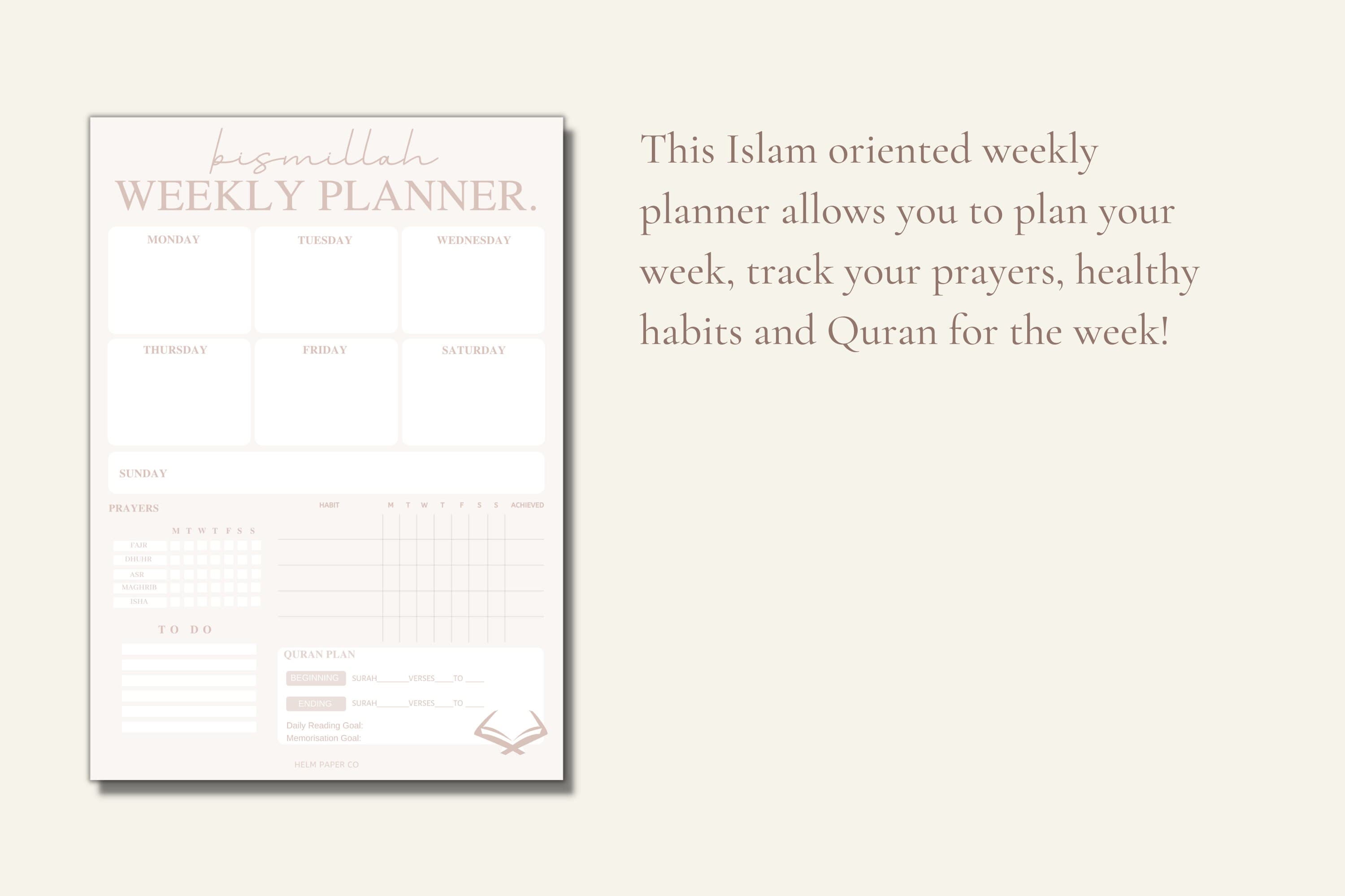 Digital muslim printable planner | Islamic planning printables, islamic agenda for muslims, quran journal, islamic journal - image 4
