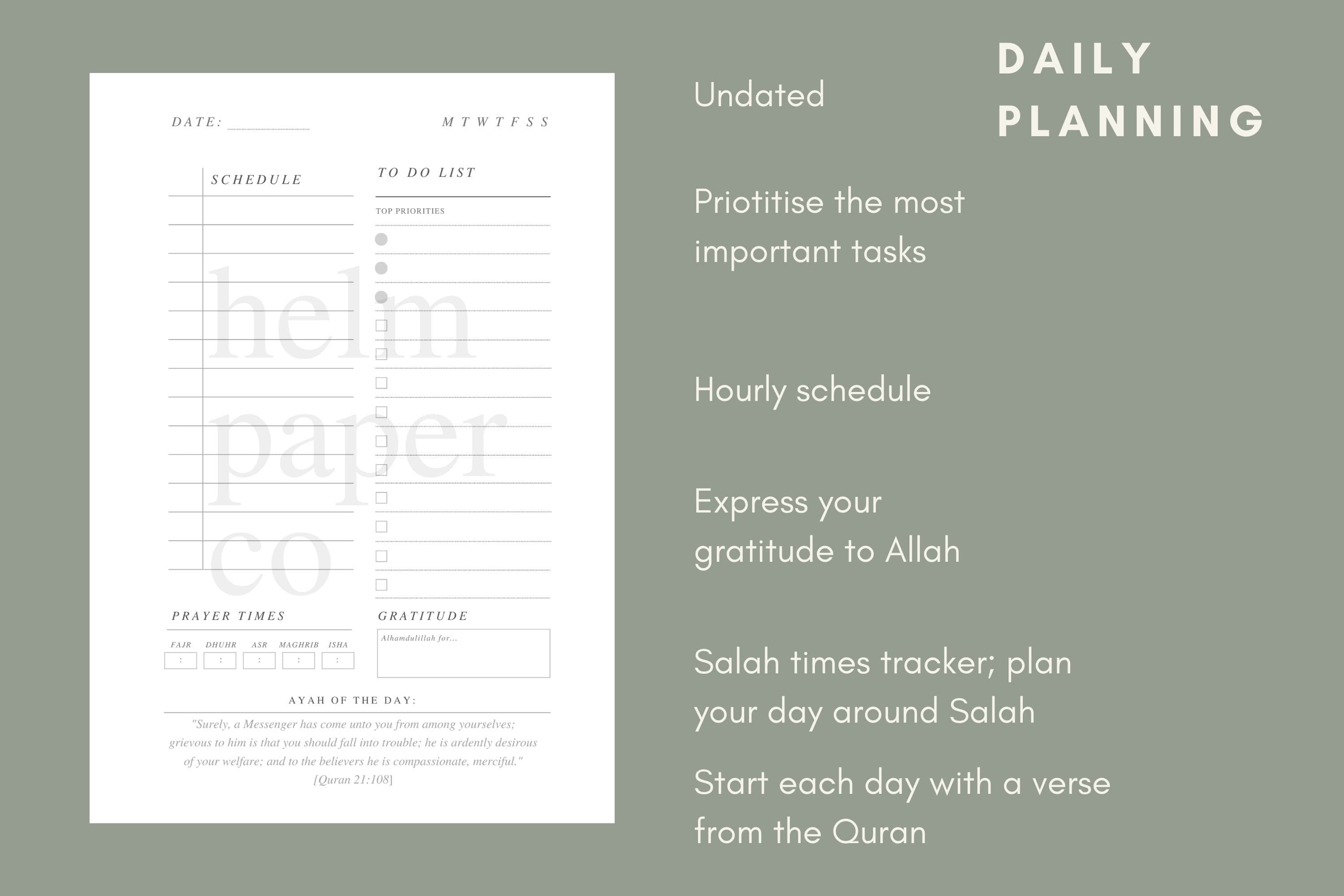 The Muslim Planner | Digital daily islamic planner, islamic journal, islamic agenda, undated, salah tracker, quran tracker, ramadan journal - image 3