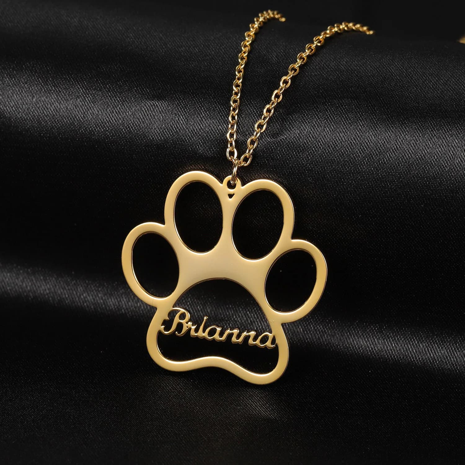 Custom Dog Paw Name Necklace: Sterling Silver Pet Memorial Pendant