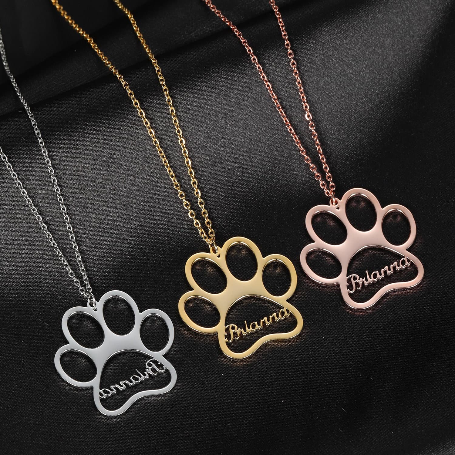 Custom Dog Paw Name Necklace: Sterling Silver Pet Memorial Pendant - image 2