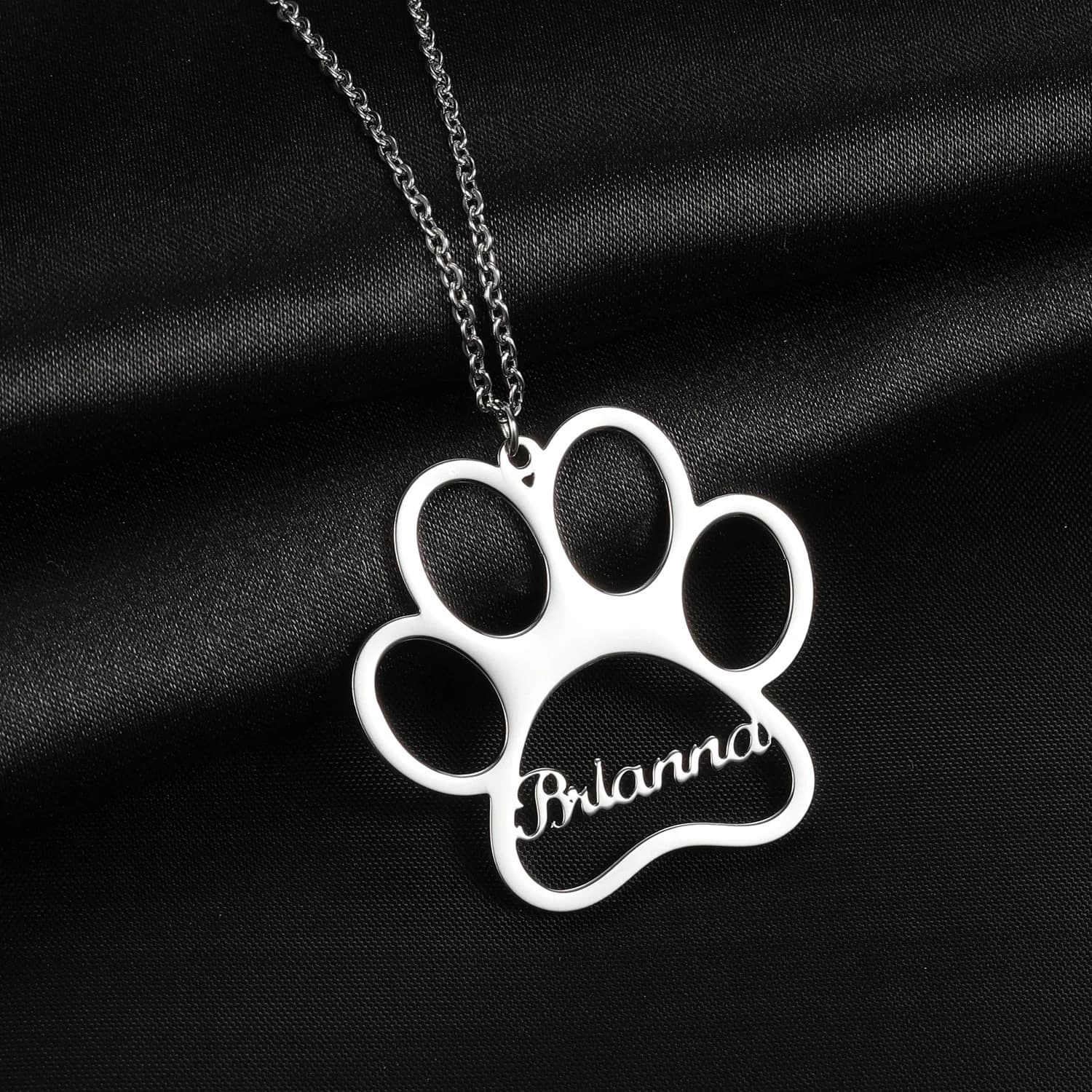 Custom Dog Paw Name Necklace: Sterling Silver Pet Memorial Pendant - image 3