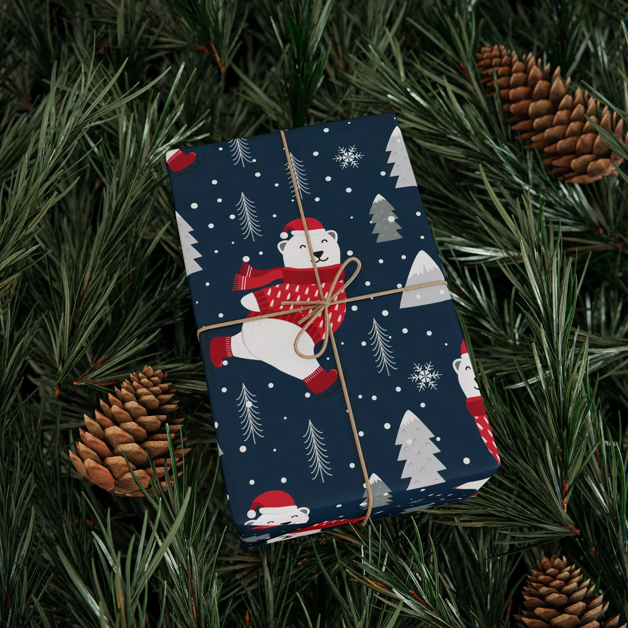 Polar Bear Christmas Gift Wrap, Winter Holiday Paper