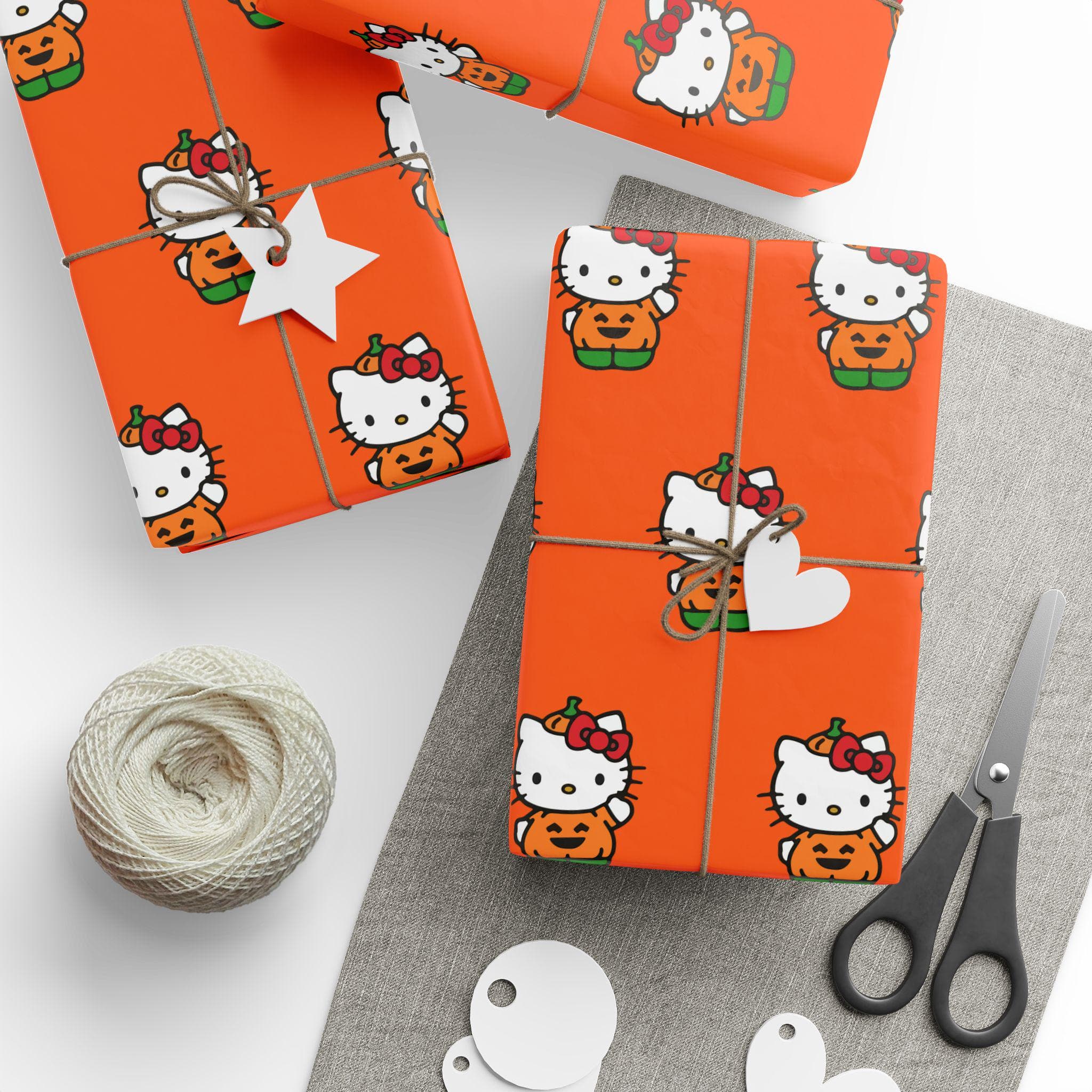 Halloween Hello Kitty Pumpkin Gift Wrap: Orange Fine Art Paper