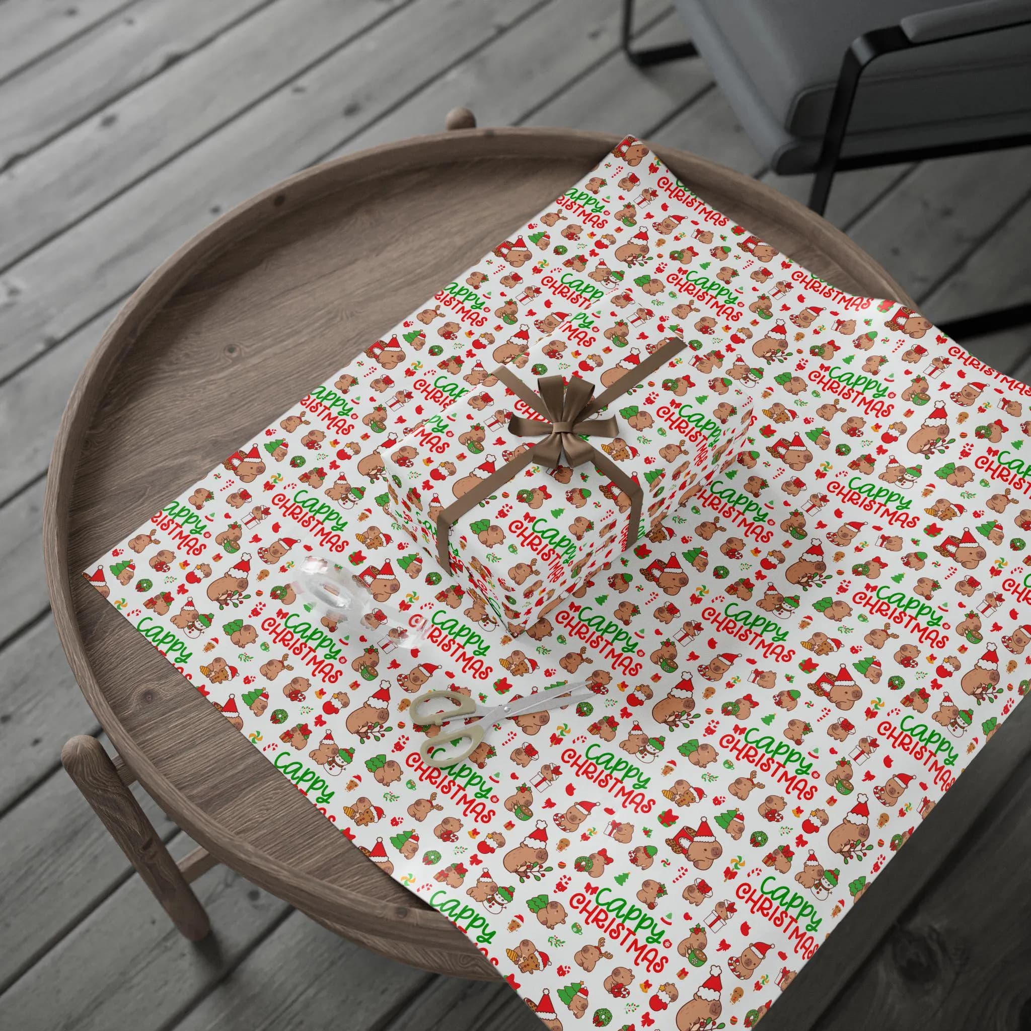 Cute Capybara Christmas Wrapping Paper, Holiday Gift Wrap - image 5