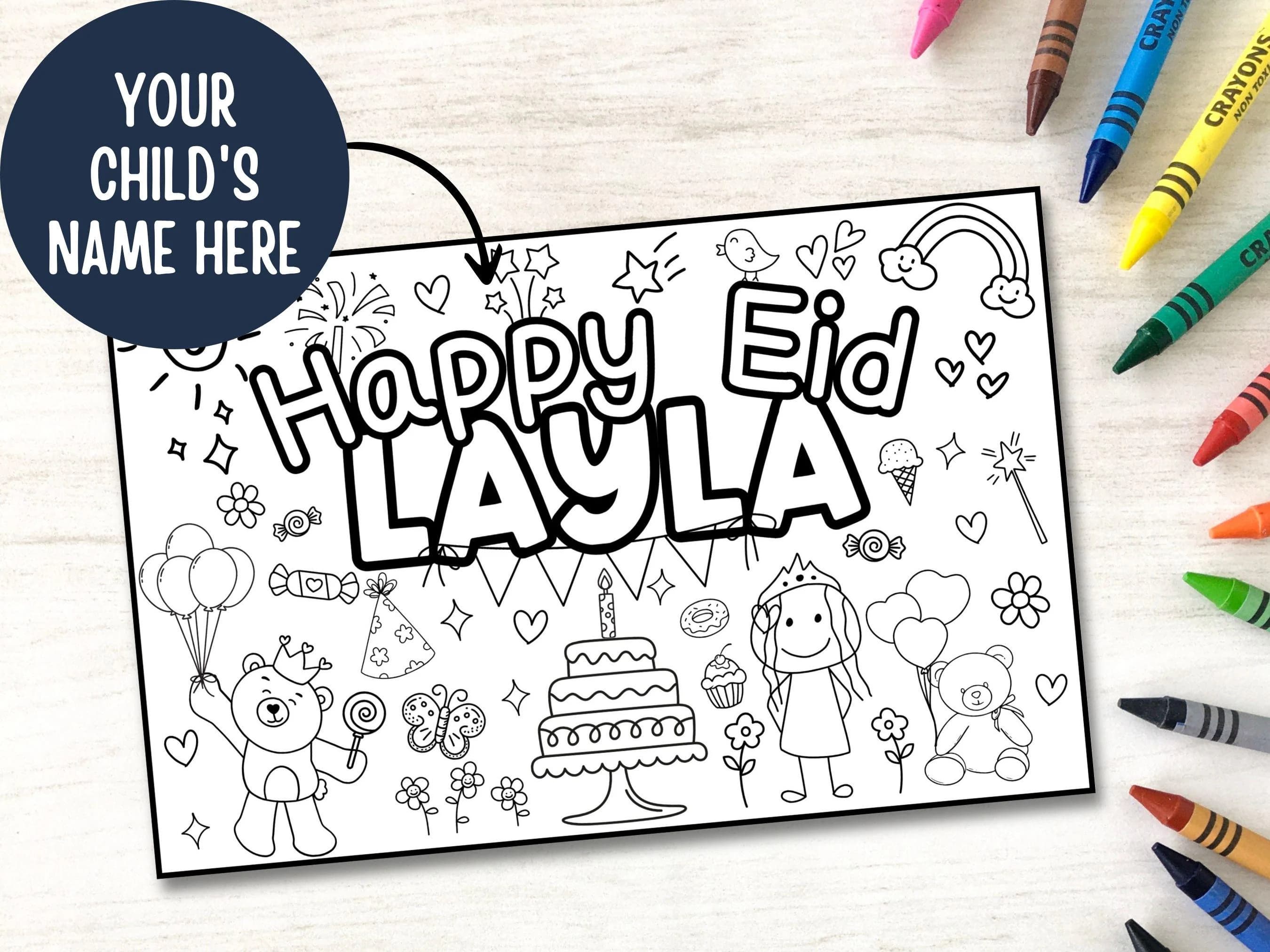Eid Mubarak Colouring Placemat, Kids Activity (Digital Download) - image 4