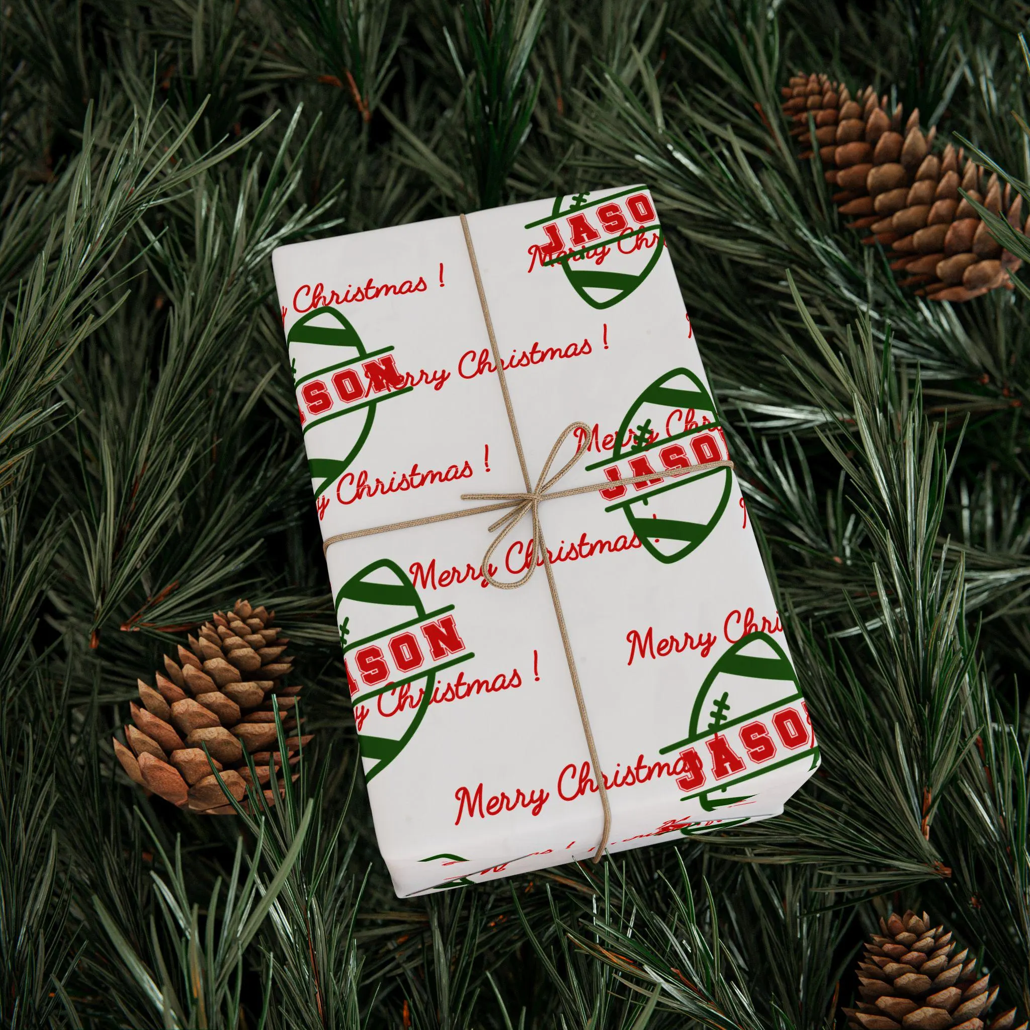 Personalized Sports Football Christmas Wrapping Paper: Custom Monogram Gift Wrap - image 3