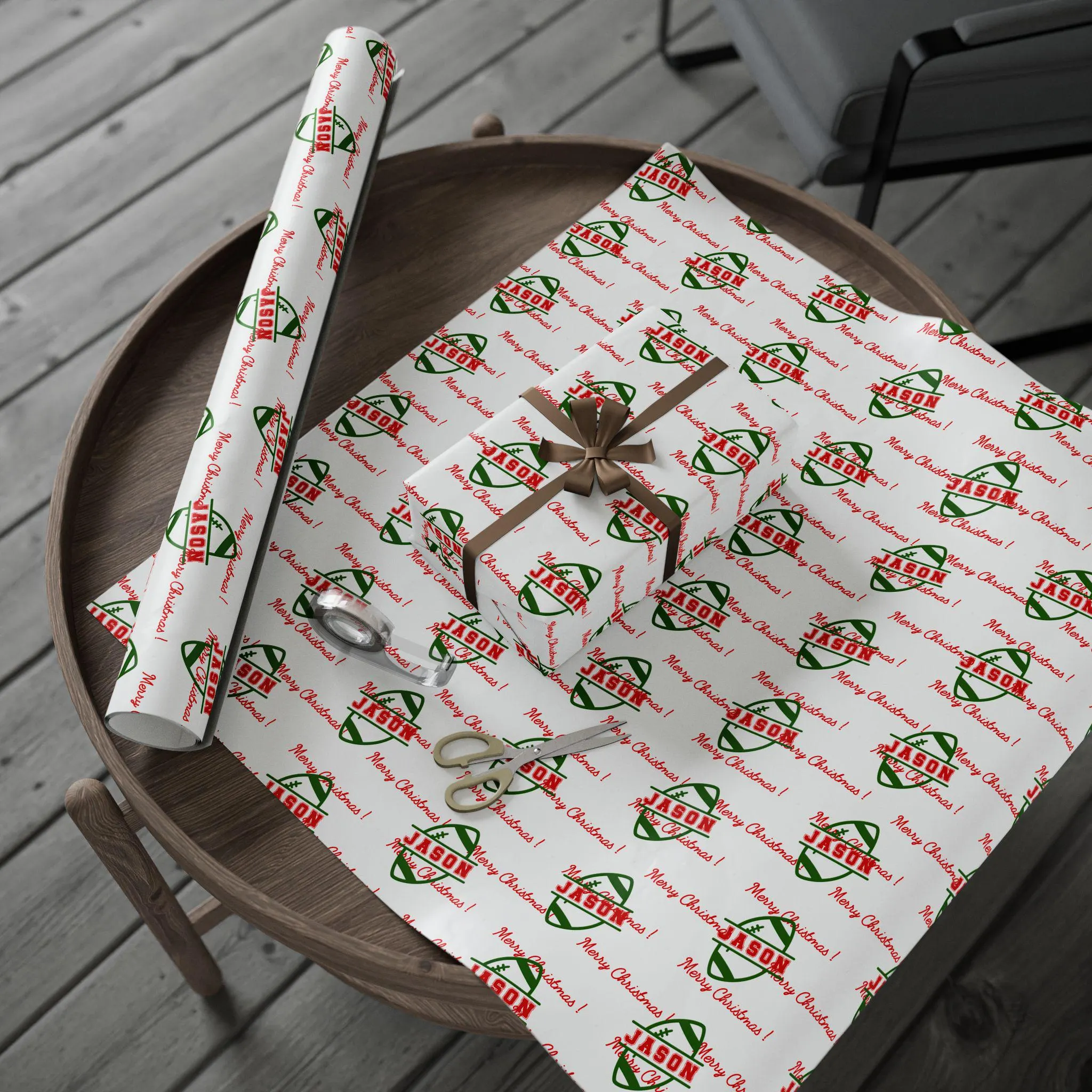 Personalized Sports Football Christmas Wrapping Paper: Custom Monogram Gift Wrap - image 4