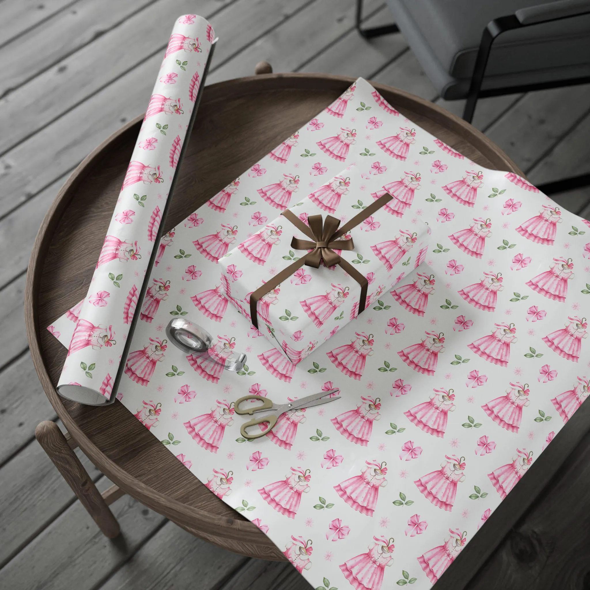 Baby Girl Pink Dress Wrapping Paper, Shower Gift Wrap - image 5