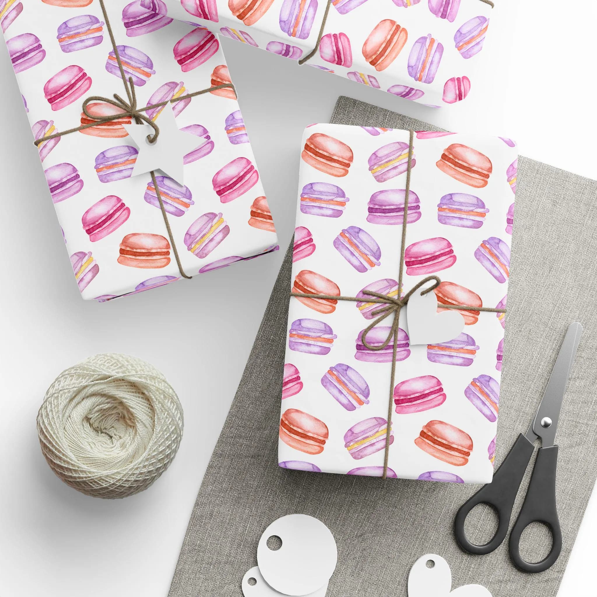 French Macarons Gift Wrap: Parisian Pastry Paper Roll