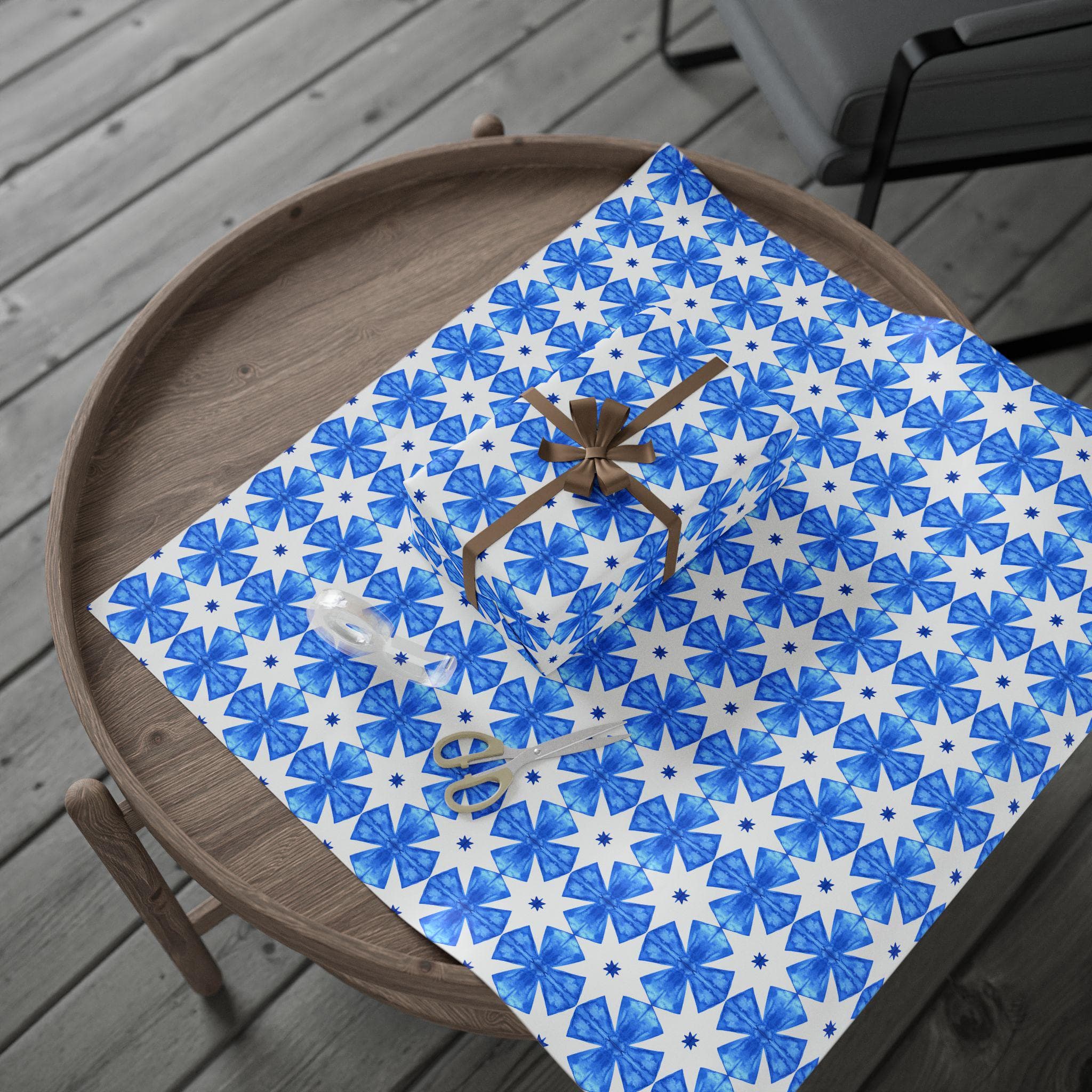 Blue Ceramic Tile Wrapping Paper: Mediterranean Gift Wrap - image 4