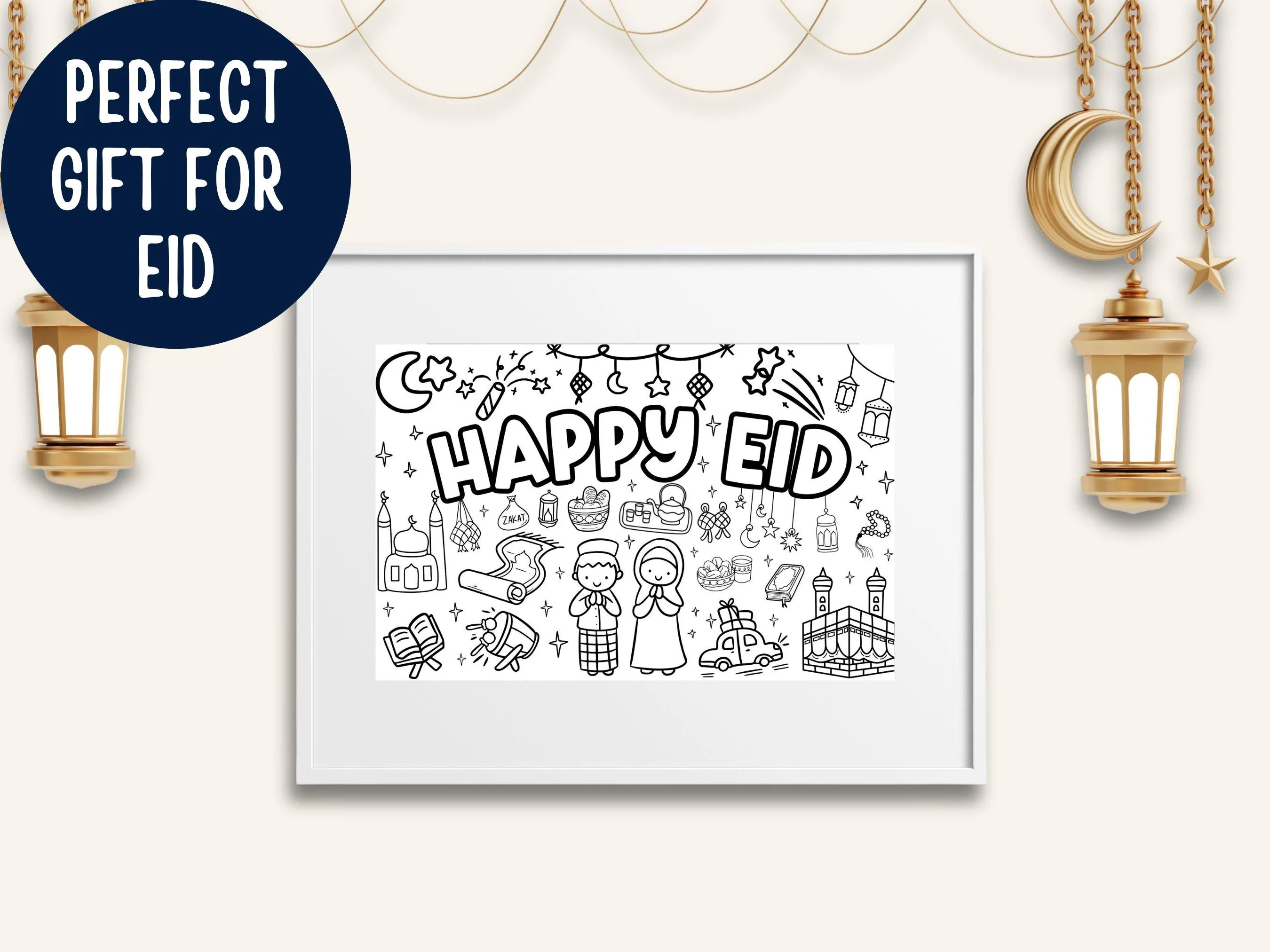 Eid Mubarak Colouring Placemat, Kids Activity (Digital Download) - image 5