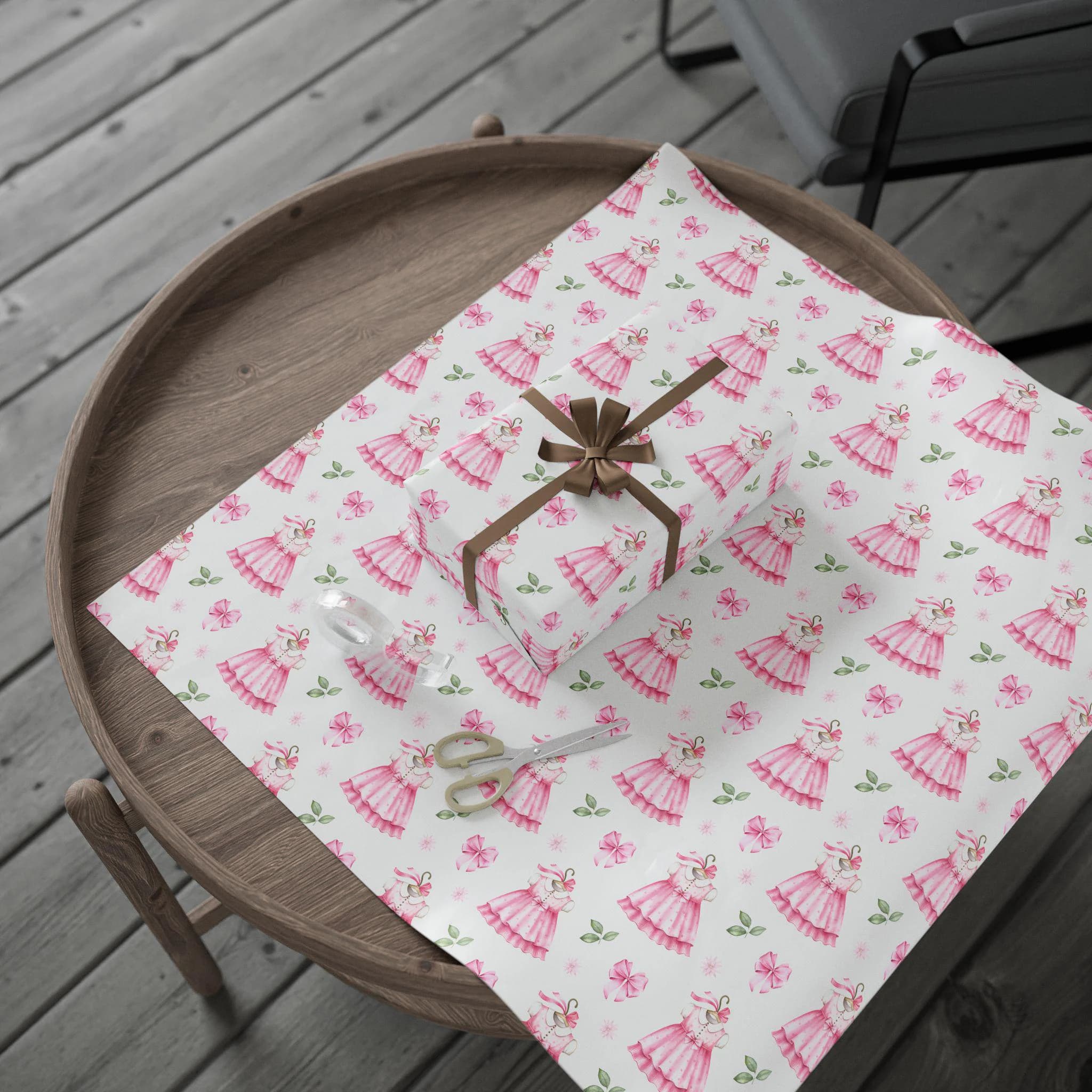 Baby Girl Pink Dress Wrapping Paper, Shower Gift Wrap - image 4