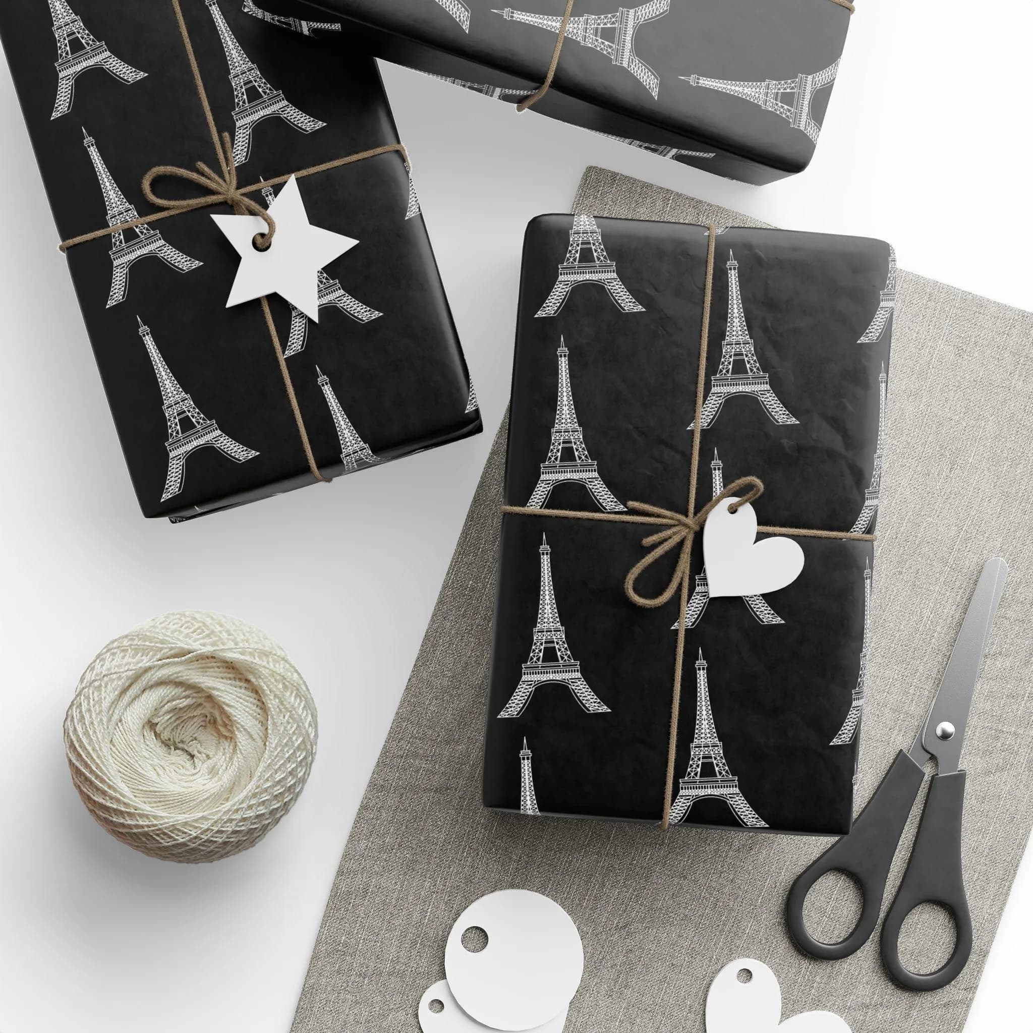 Eiffel Tower Gift Wrap: Paris Black & White Wrapping Paper