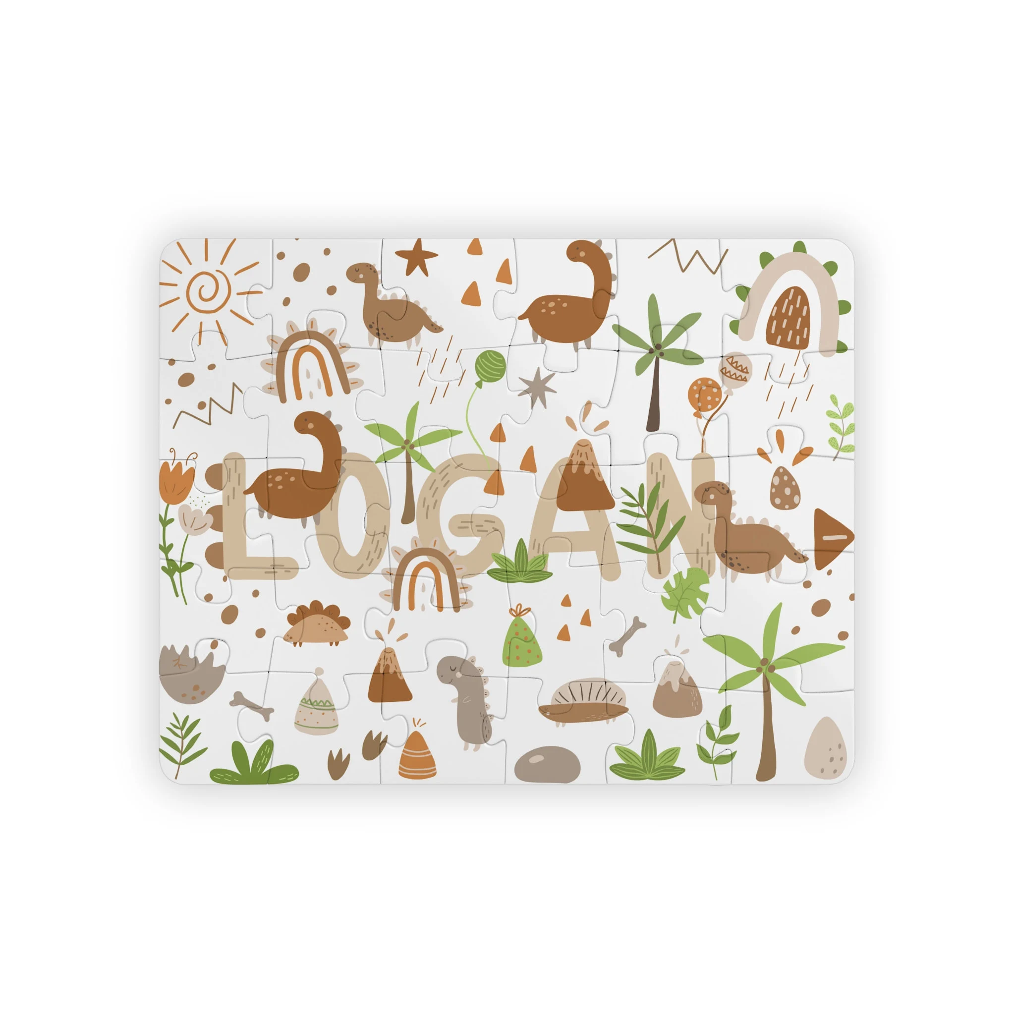 Personalized Boho Dinosaur Puzzle: Custom Name Kids Puzzle, 30 Pieces - image 3