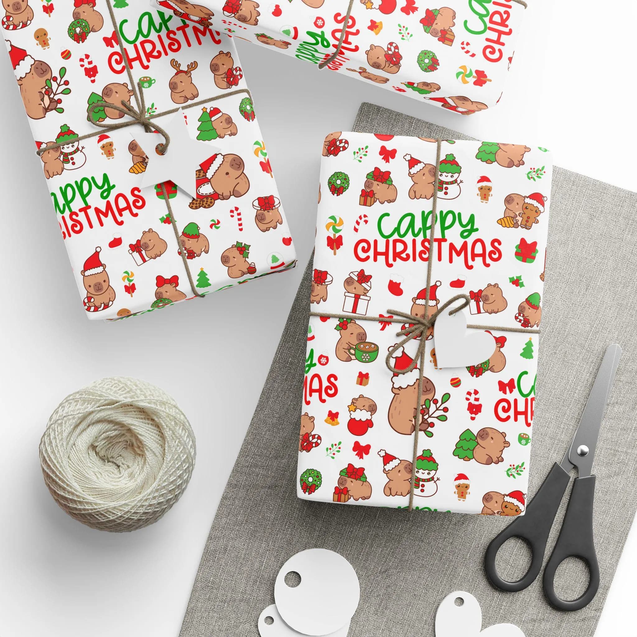 Cute Capybara Christmas Wrapping Paper, Holiday Gift Wrap - image 3