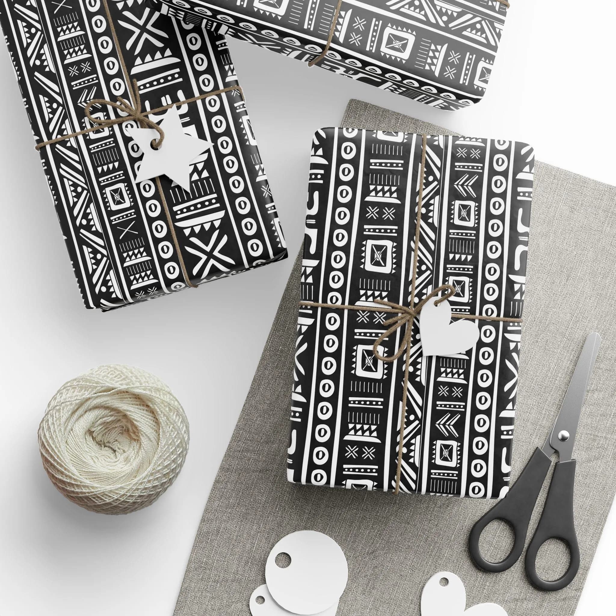 Black and White African Tribal Wrapping Paper