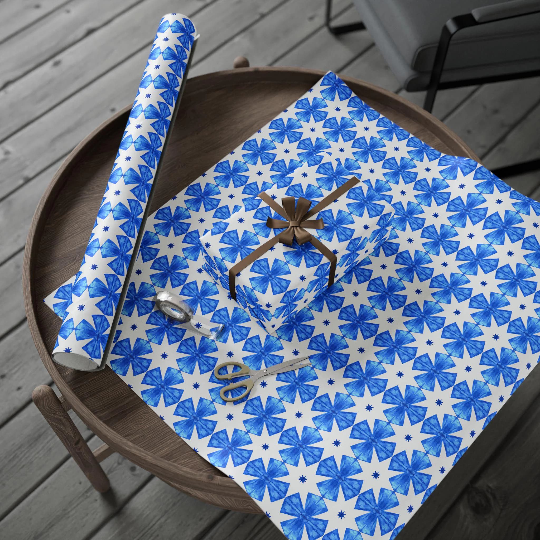 Blue Ceramic Tile Wrapping Paper: Mediterranean Gift Wrap - image 5