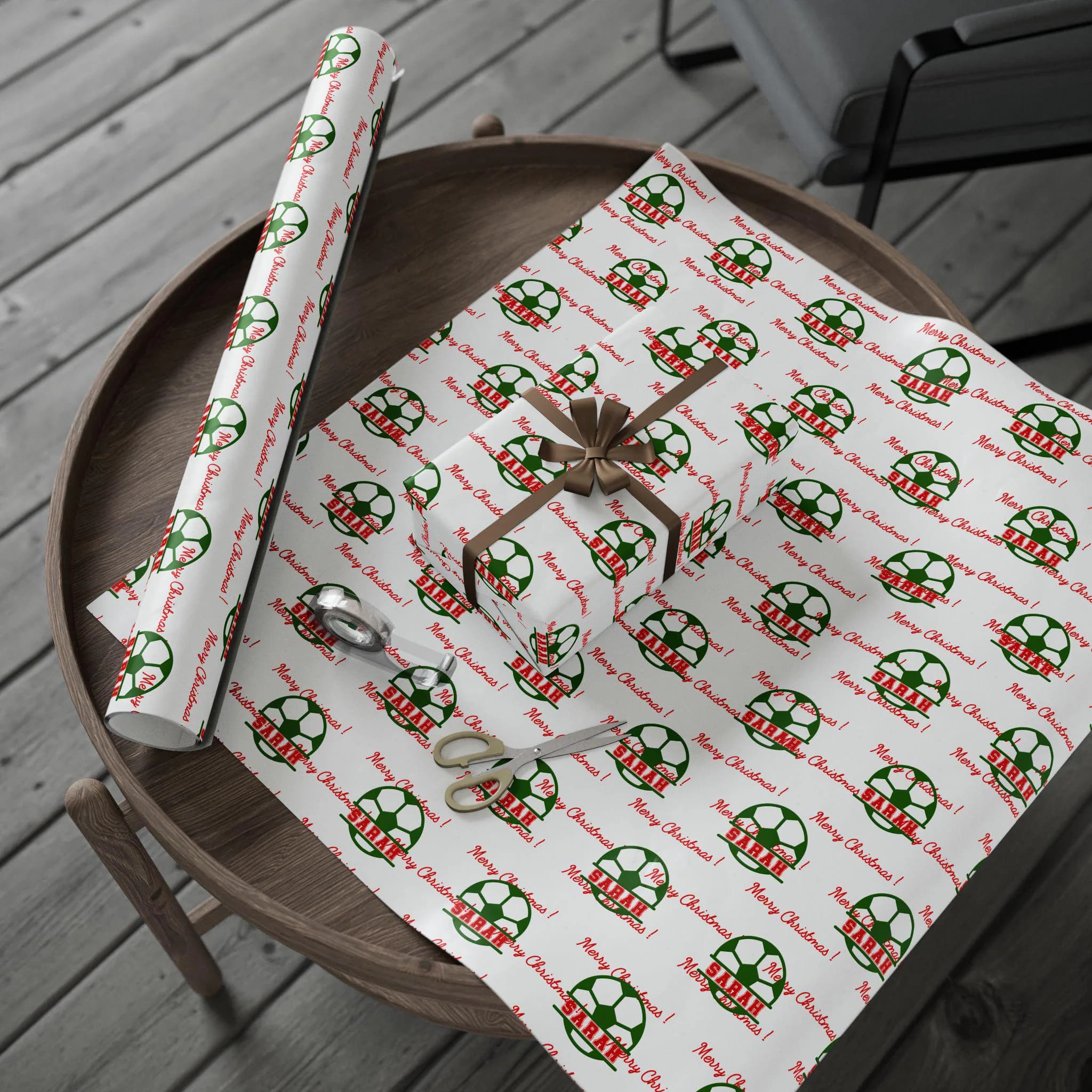 Personalized Sports Soccer Christmas Wrapping Paper: Custom Monogram Gift Wrap - image 5