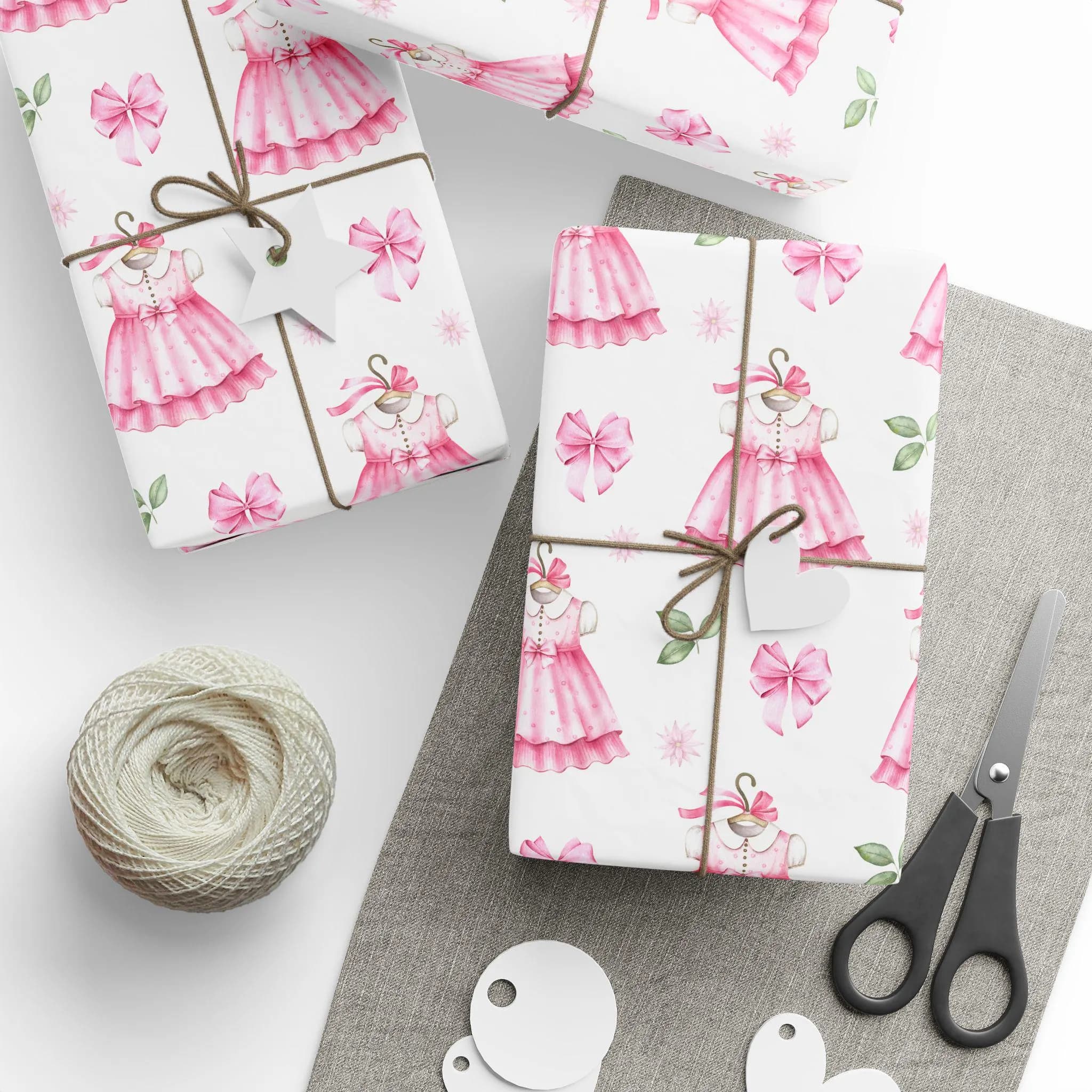 Baby Girl Pink Dress Wrapping Paper, Shower Gift Wrap