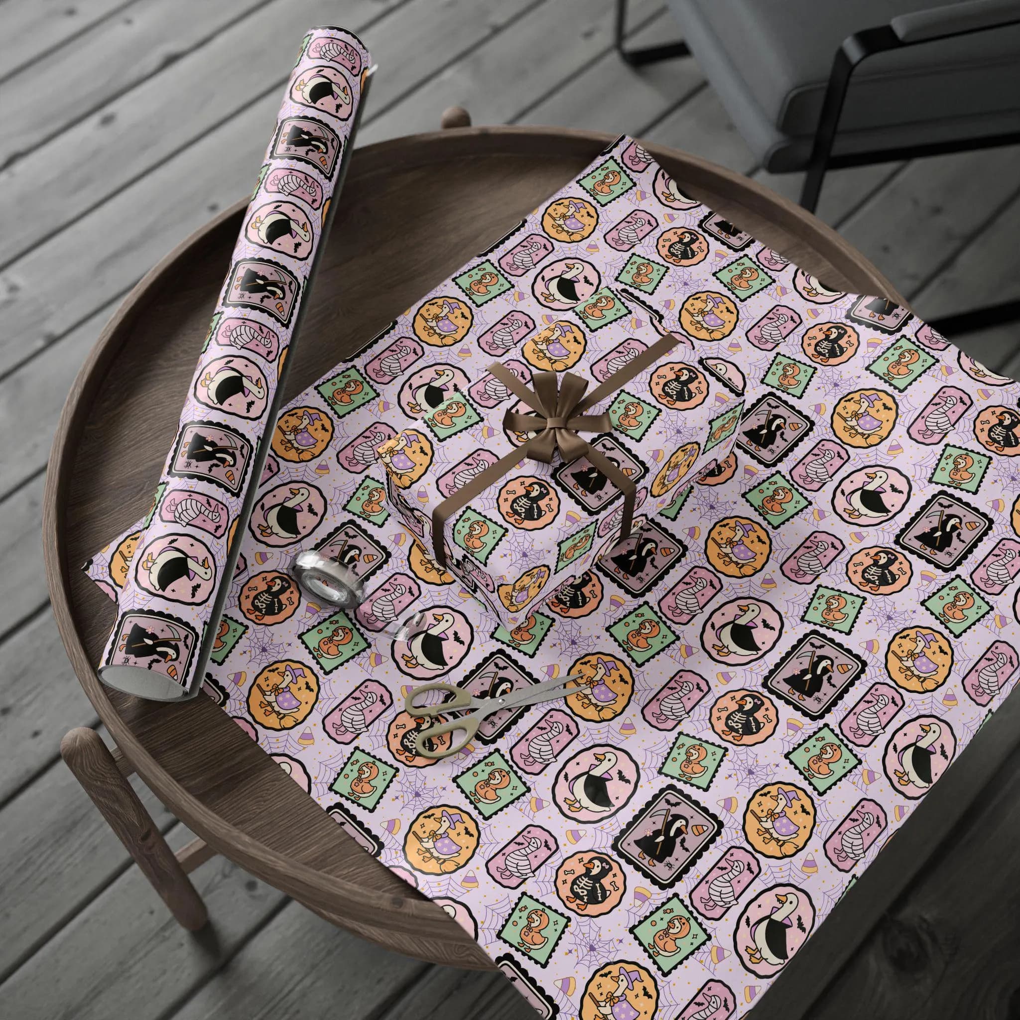Silly Goose Halloween Gift Wrap, Whimsical Stamps - image 5