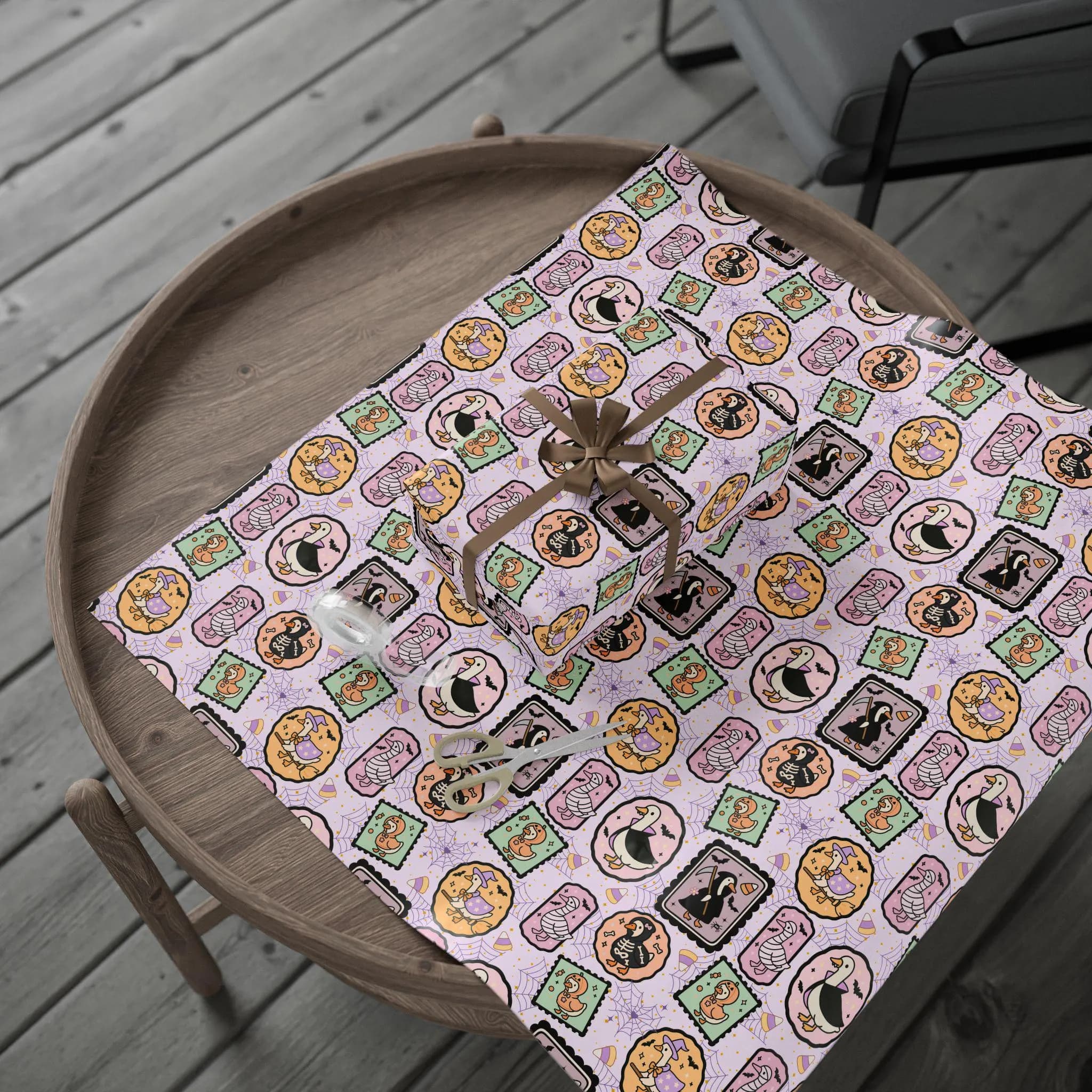 Silly Goose Halloween Gift Wrap, Whimsical Stamps - image 4