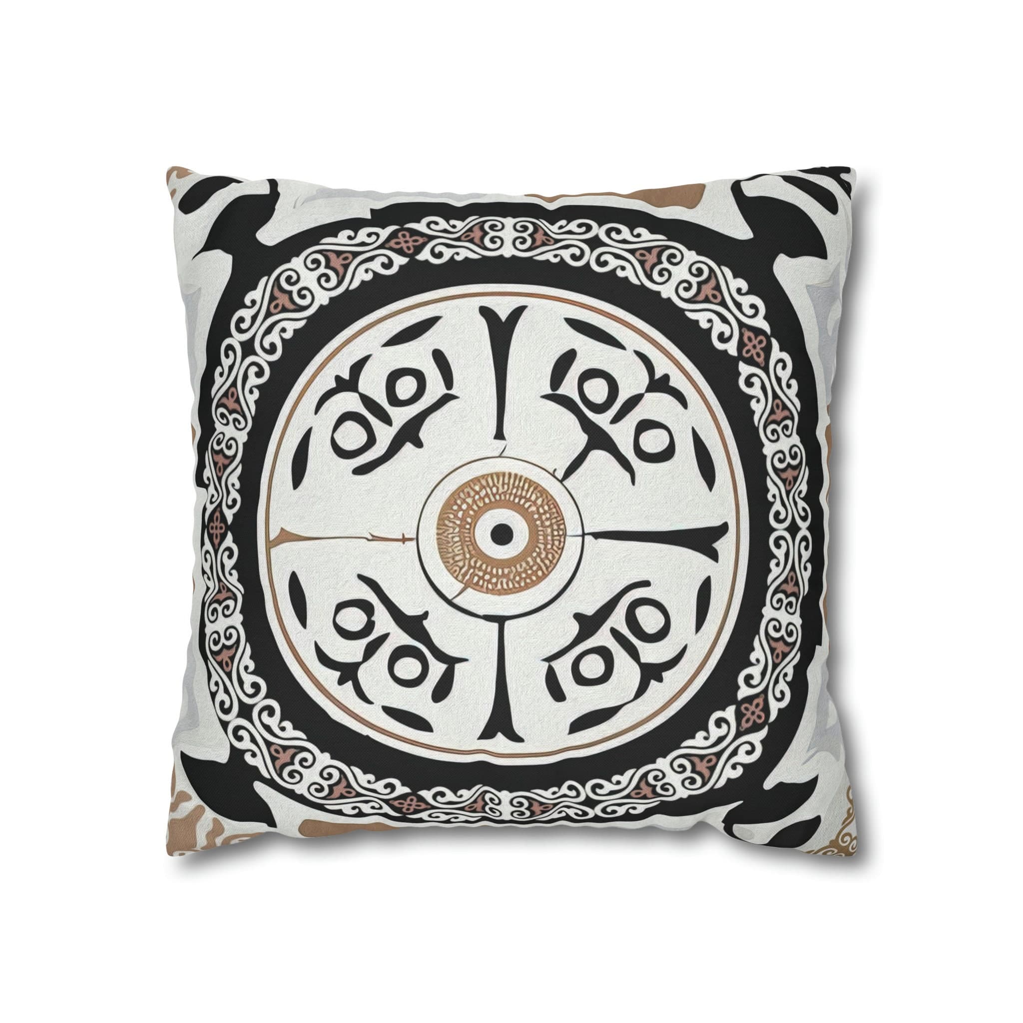 ASYLANA Square Pillow Case Cover with Kazakh Qazaq Art with Patterns Ornaments of Kazakhstan and Central Asia 16x16 inch 107 - image 3