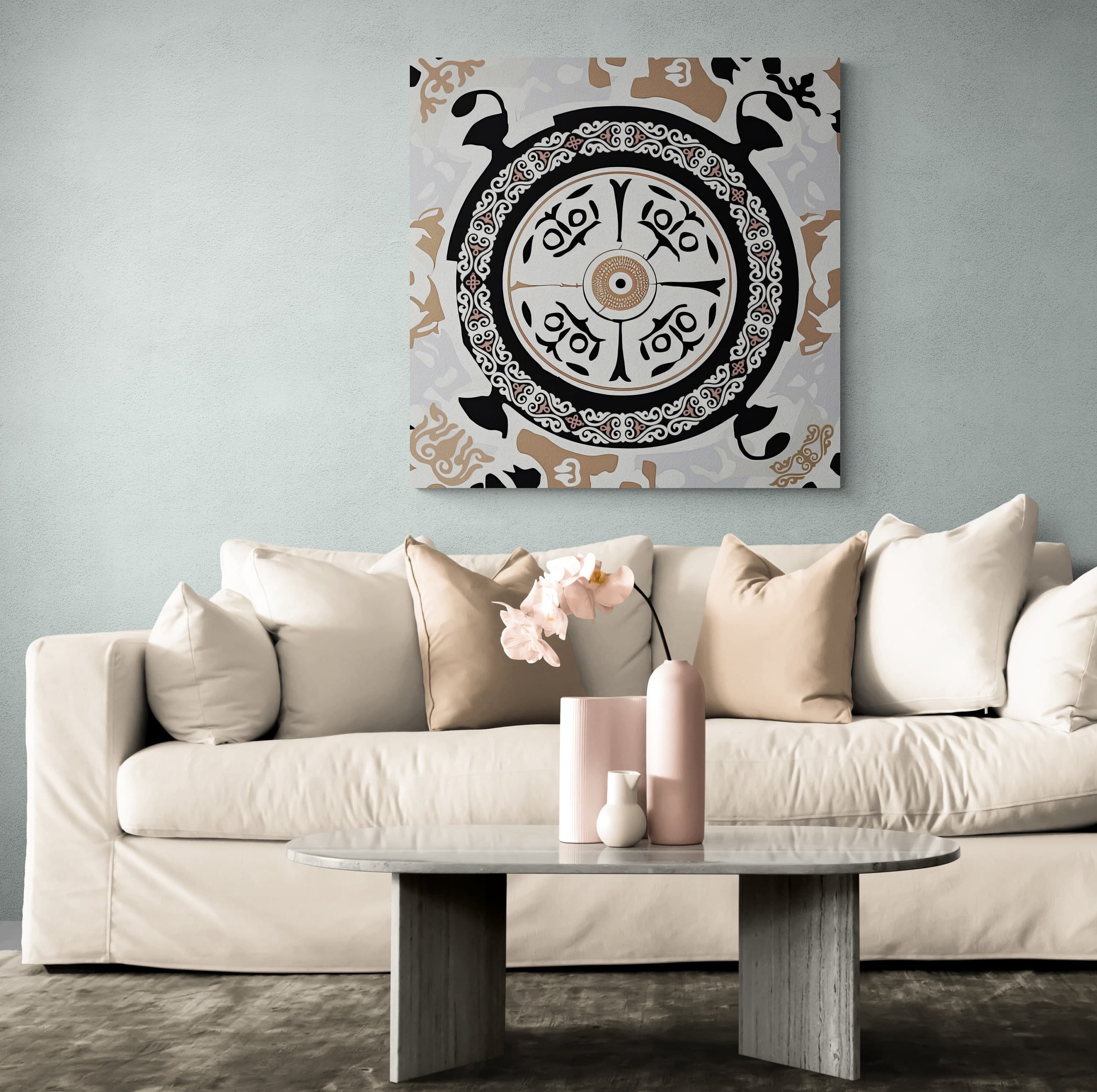 ASYLANA Kazakh Canvas Print Gallery Wall Art with Original Turkic Qazaq Nomadic Design of Vintage Wall-hangings 107