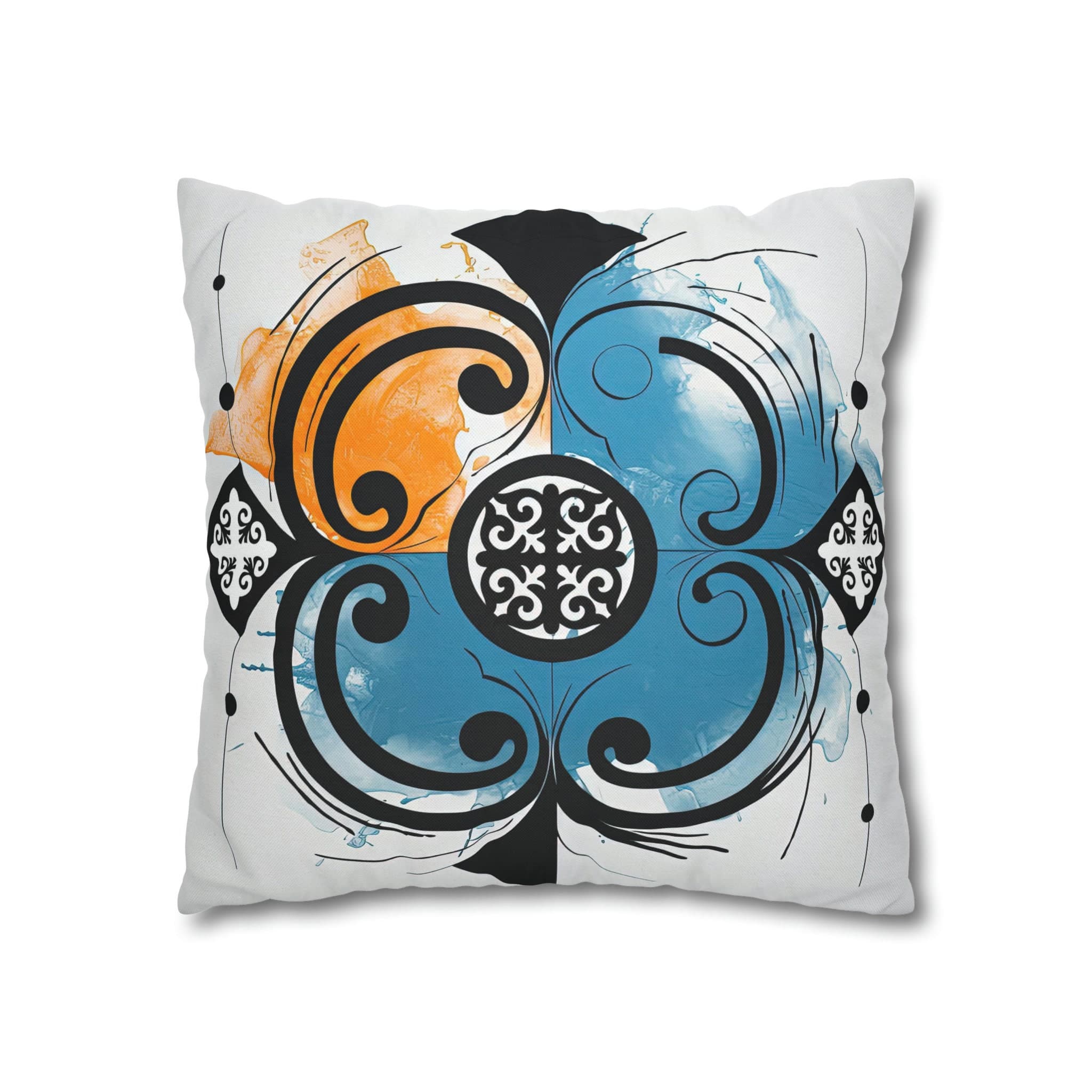ASYLANA Square Pillow Case Cover with Kazakh Qazaq Art with Patterns Ornaments of Kazakhstan and Central Asia 16x16 inch 100 - image 4