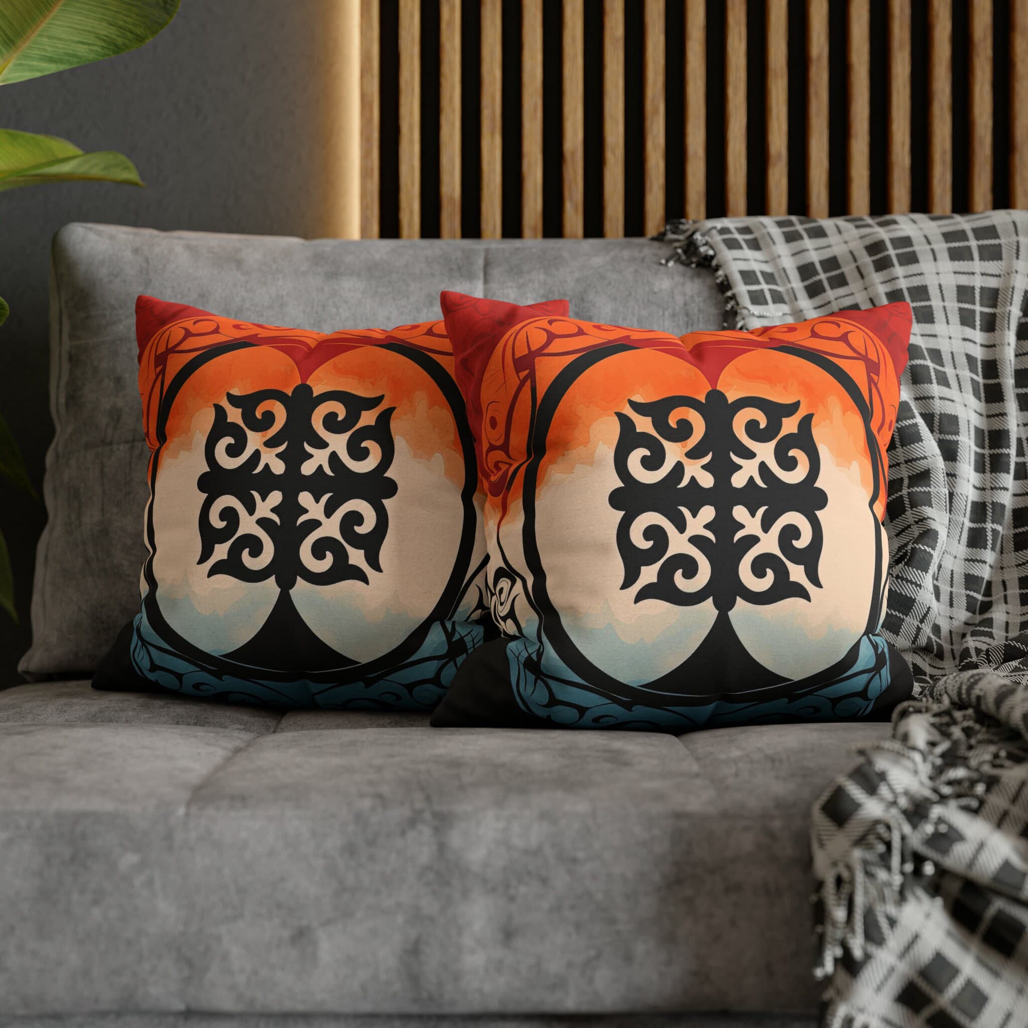 ASYLANA Square Pillow Case Cover with Kazakh Qazaq Art with Patterns Ornaments of Kazakhstan and Central Asia 16x16 inch 111 - image 5