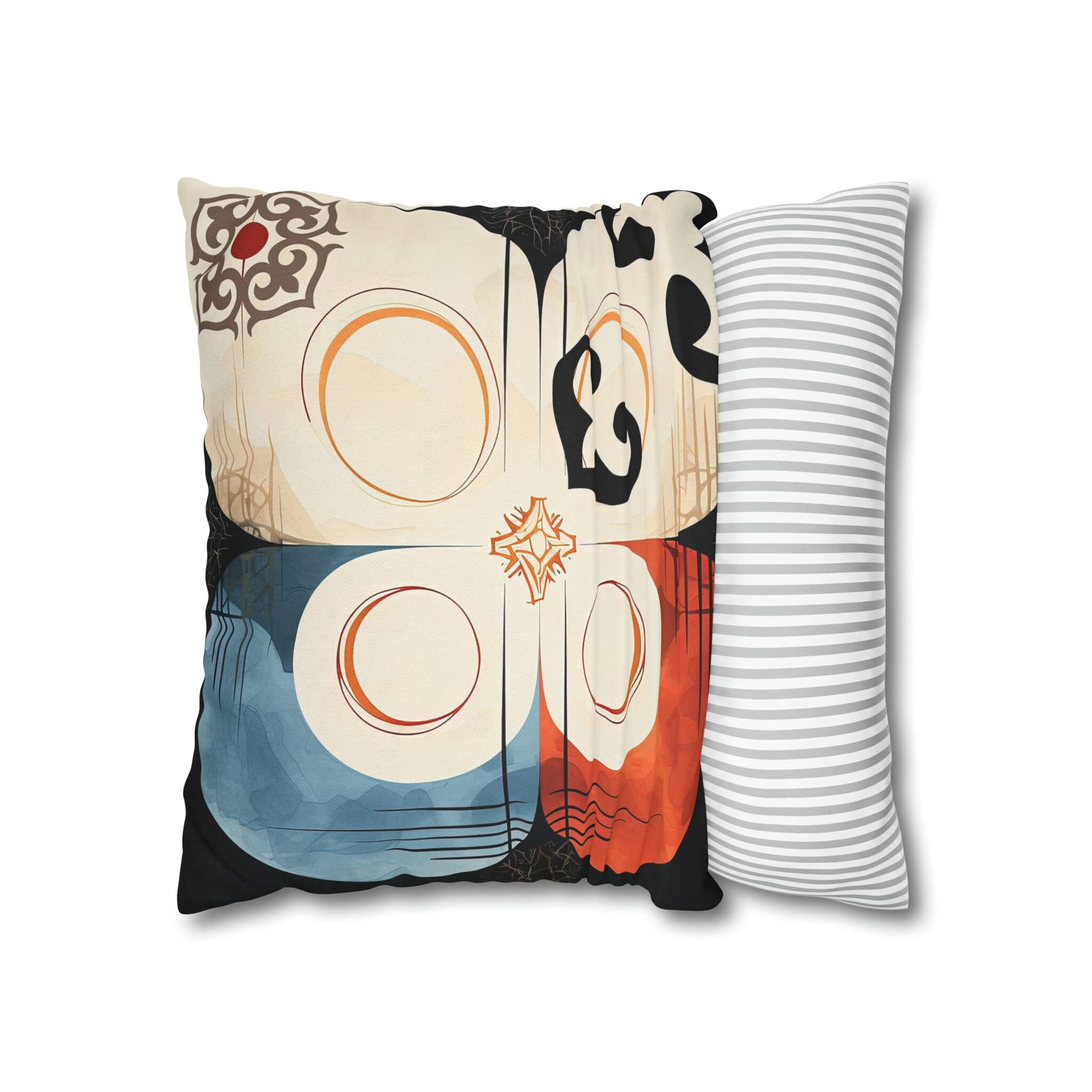 ASYLANA Square Pillow Case Cover with Kazakh Qazaq Art with Patterns Ornaments of Kazakhstan and Central Asia 16x16 inch 115 - image 4