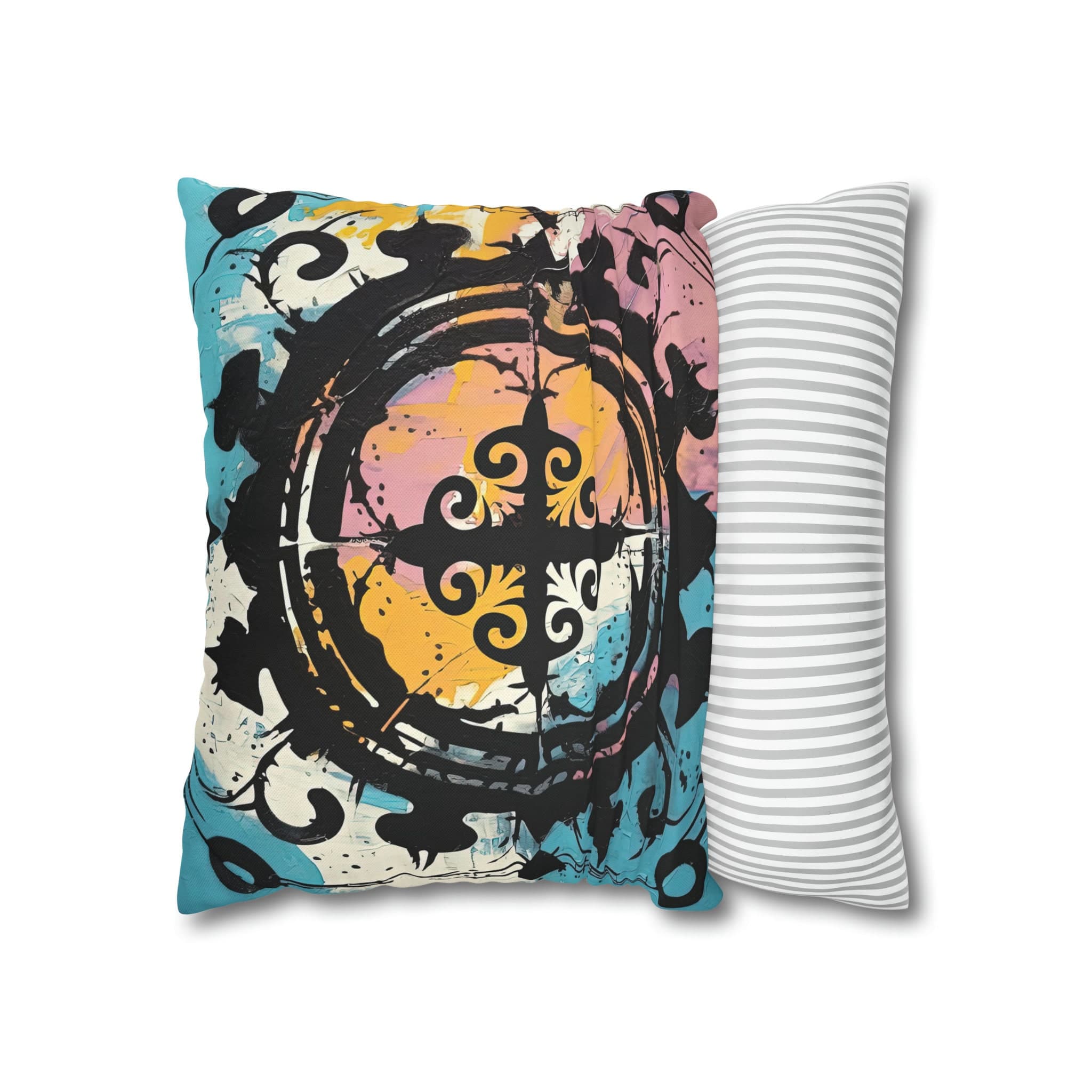 ASYLANA Square Pillow Case Cover with Kazakh Qazaq Art with Patterns Ornaments of Kazakhstan and Central Asia 16x16 inch 112 - image 4