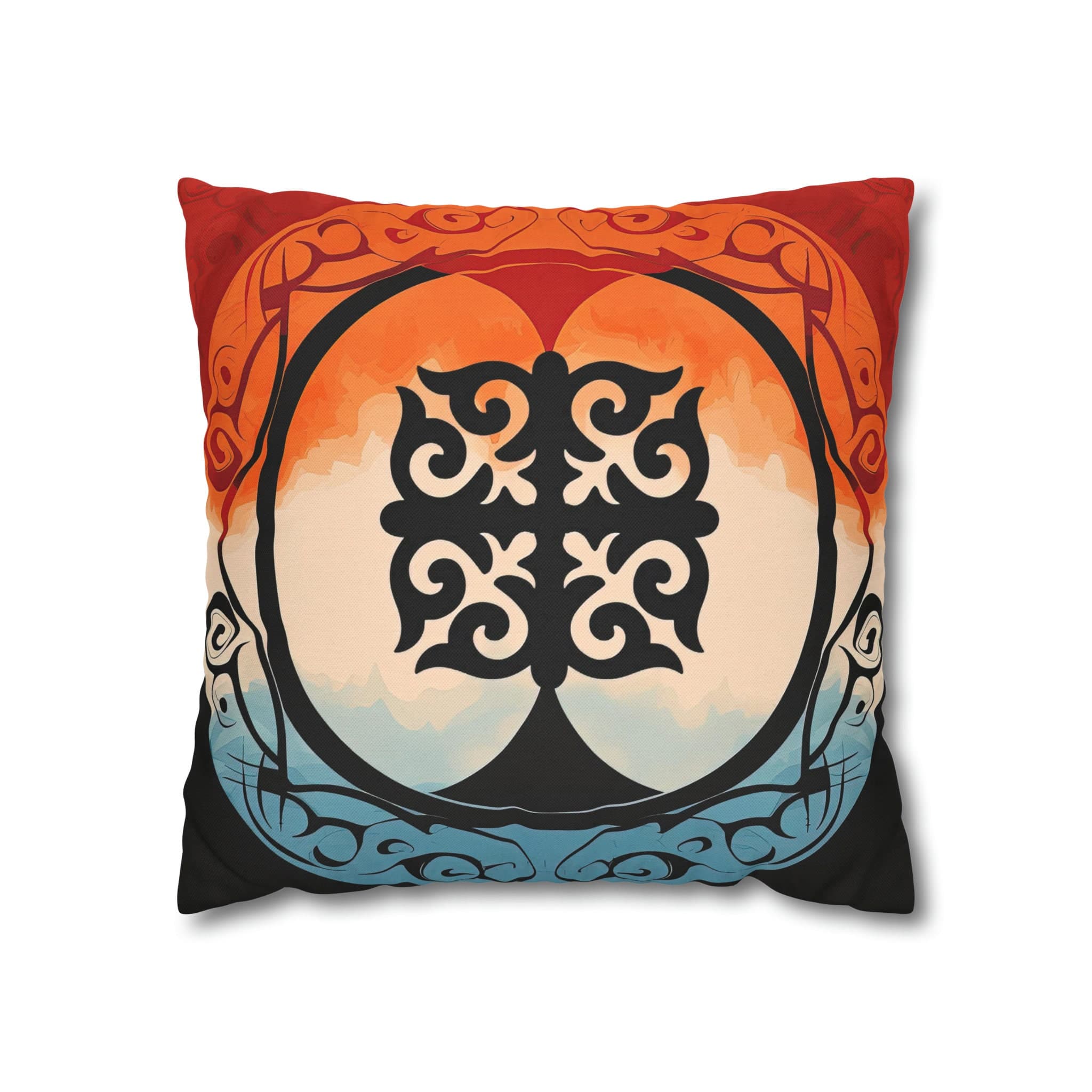 ASYLANA Square Pillow Case Cover with Kazakh Qazaq Art with Patterns Ornaments of Kazakhstan and Central Asia 16x16 inch 111 - image 3