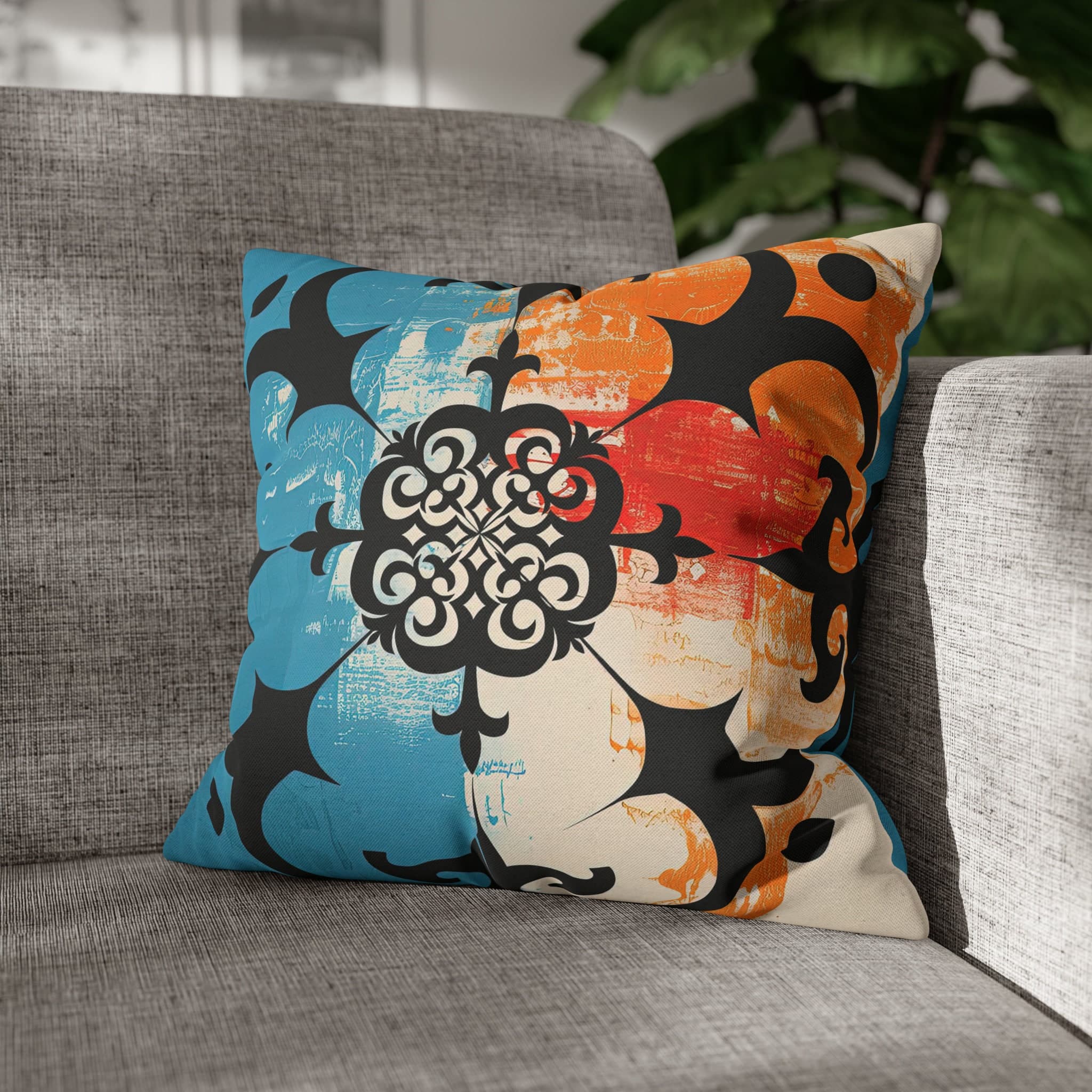 ASYLANA Square Pillow Case Cover with Kazakh Qazaq Art with Patterns Ornaments of Kazakhstan and Central Asia 16x16 inch 105 - image 5
