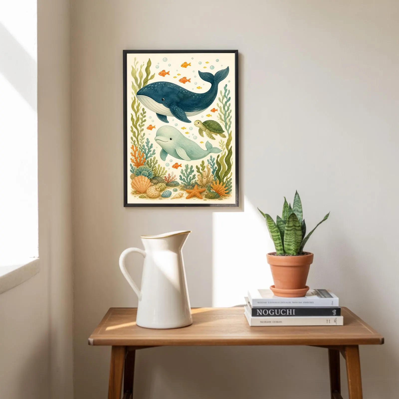 Under the Sea Nursery Print, Whale and Turtle Illustration, Coastal Nursery Decor - image 5