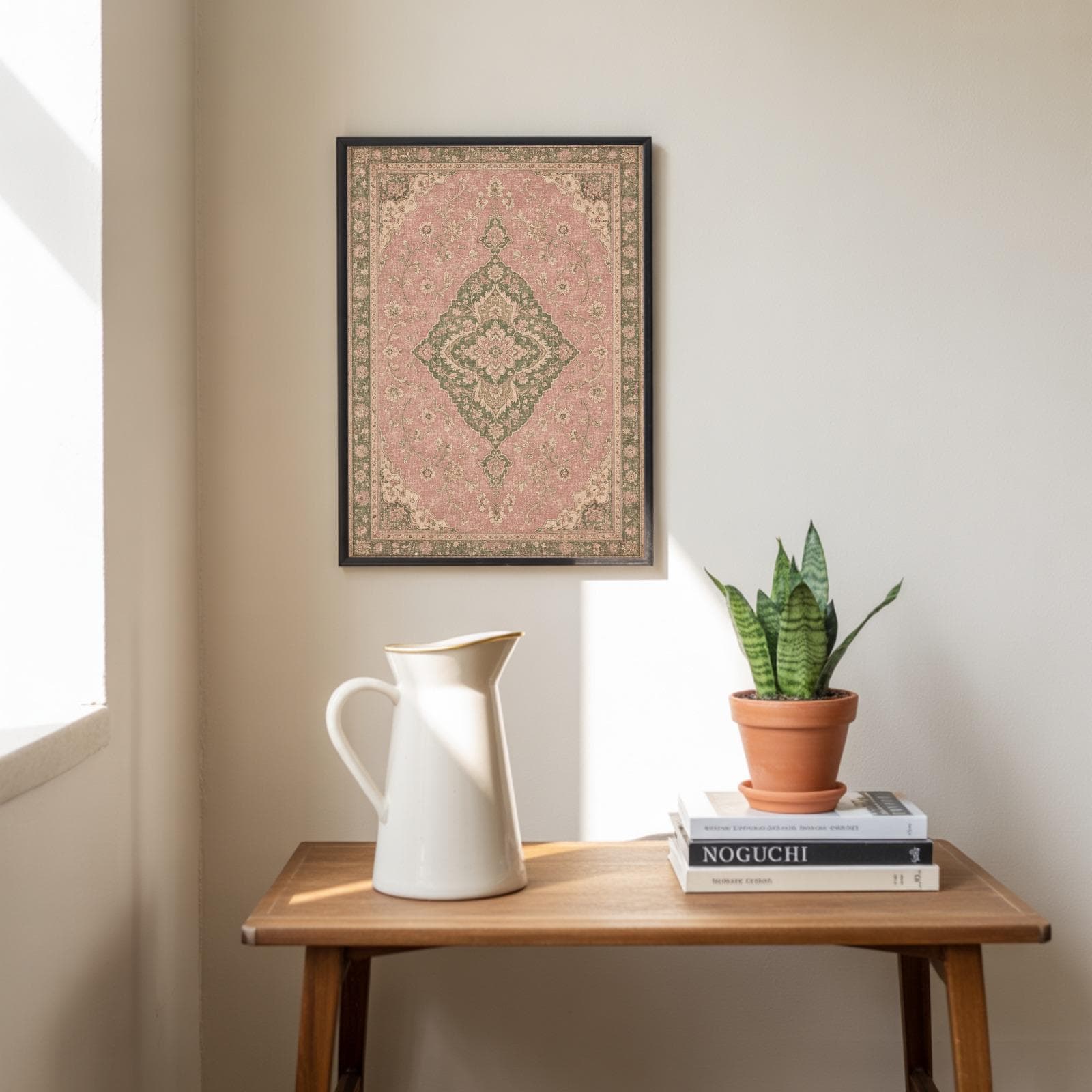 Vintage Persian Medallion Rug Poster, Intricate Floral Carpet Pattern Wall Art - image 4