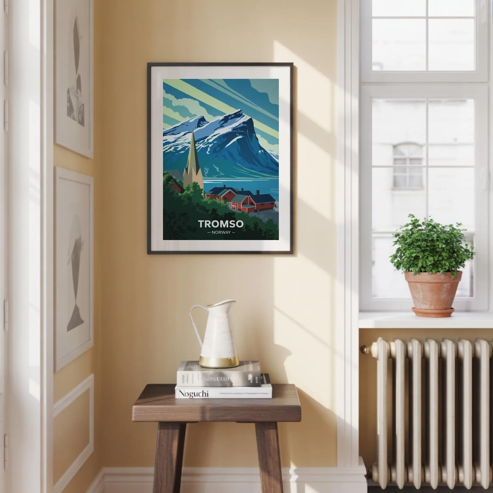 Tromso Norway Travel Poster: Northern Lights, Arctic Cathedral, Fjords Retro Art - image 3