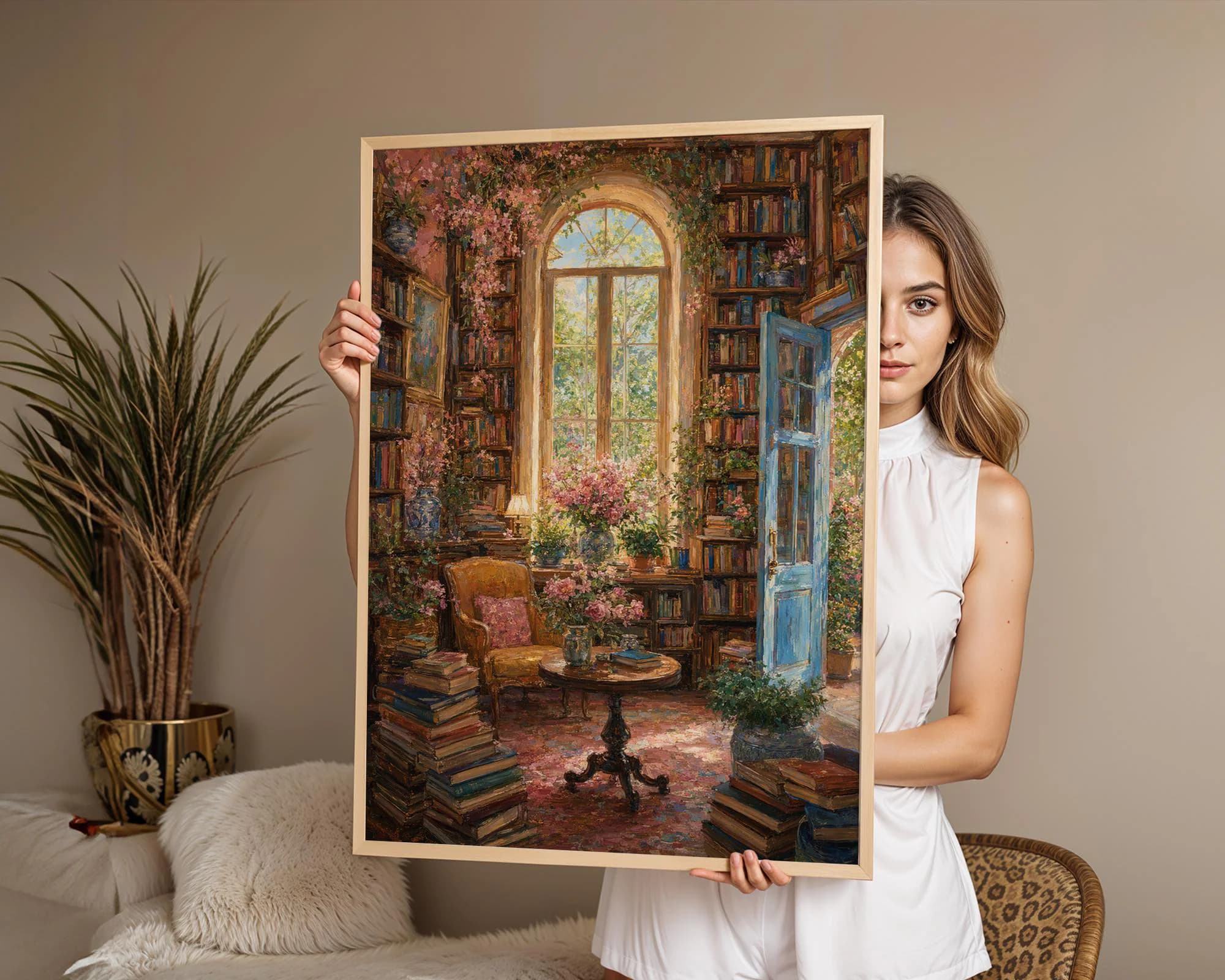 Vintage Library Poster, Bookshelf Print, Literary Nostalgia Wall Art - image 3