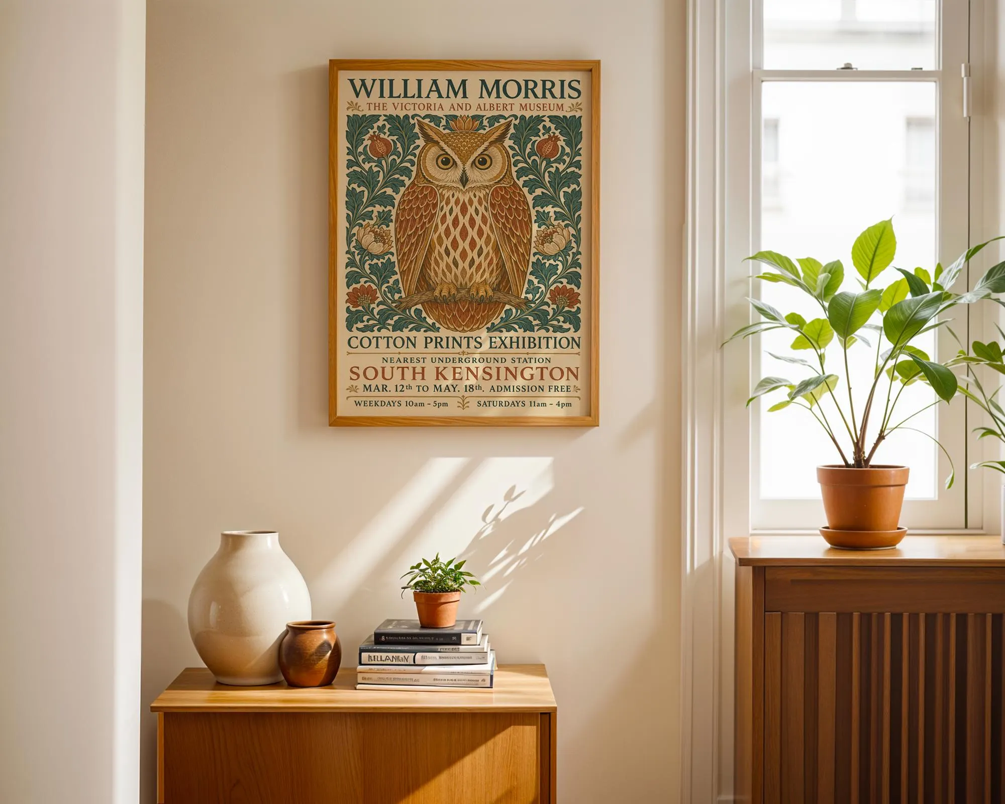 William Morris Owl Art Print, Vintage Botanical Arts and Crafts Poster - image 3