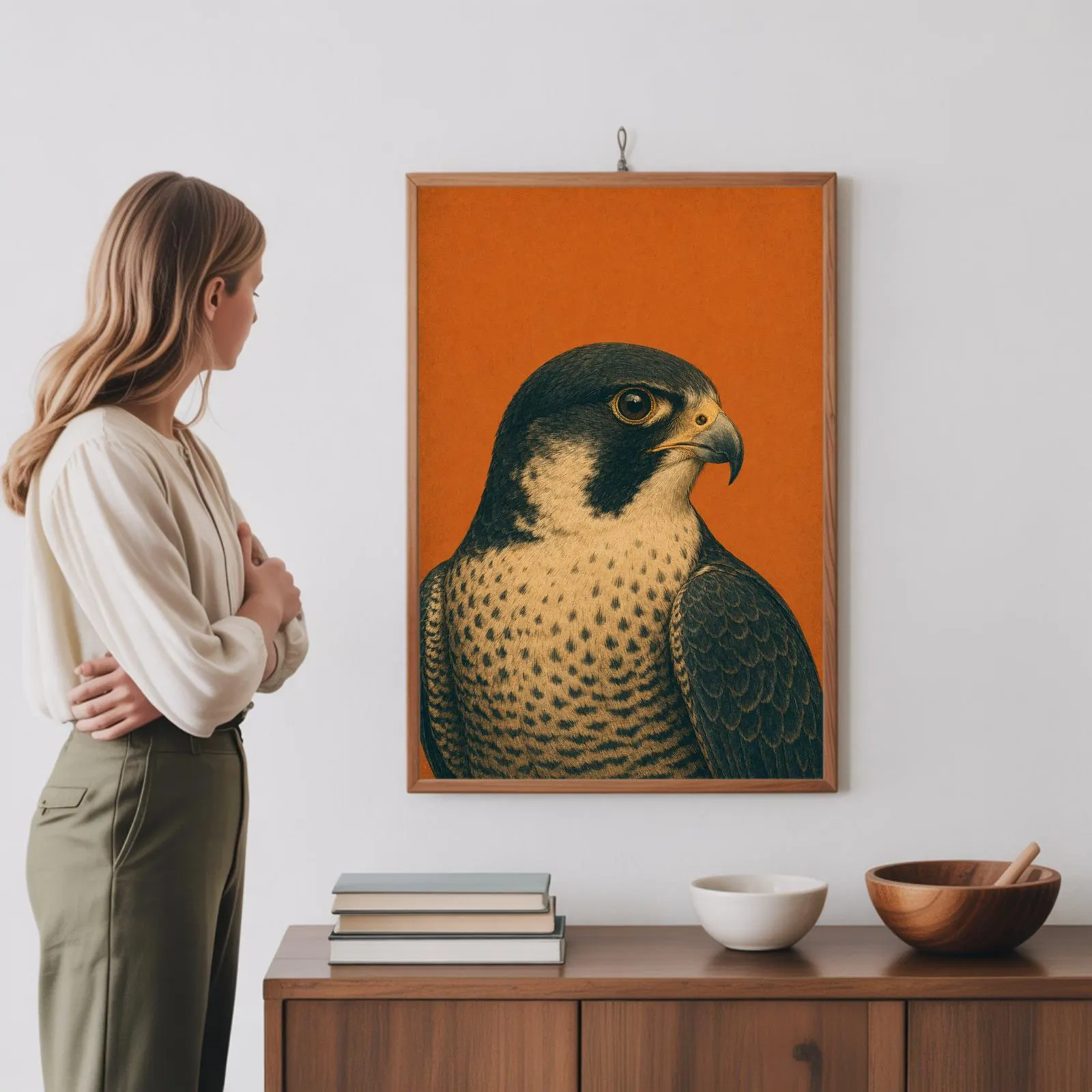 Vintage Hawk Art Print, Minimalist Mid Century Bird Poster, Peregrine Falcon Wall Art - image 4