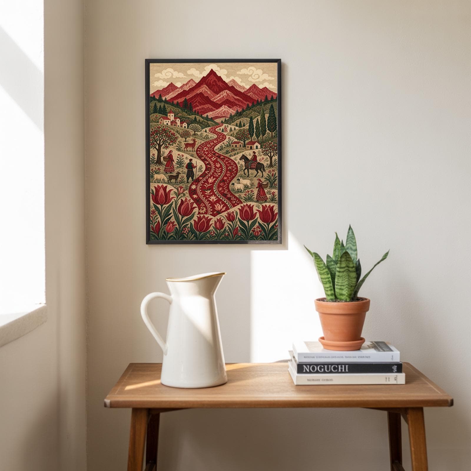 Palestinian Folk Art Poster, Middle Eastern Village Olive Tree Print, Vintage Naive Landscape - image 5