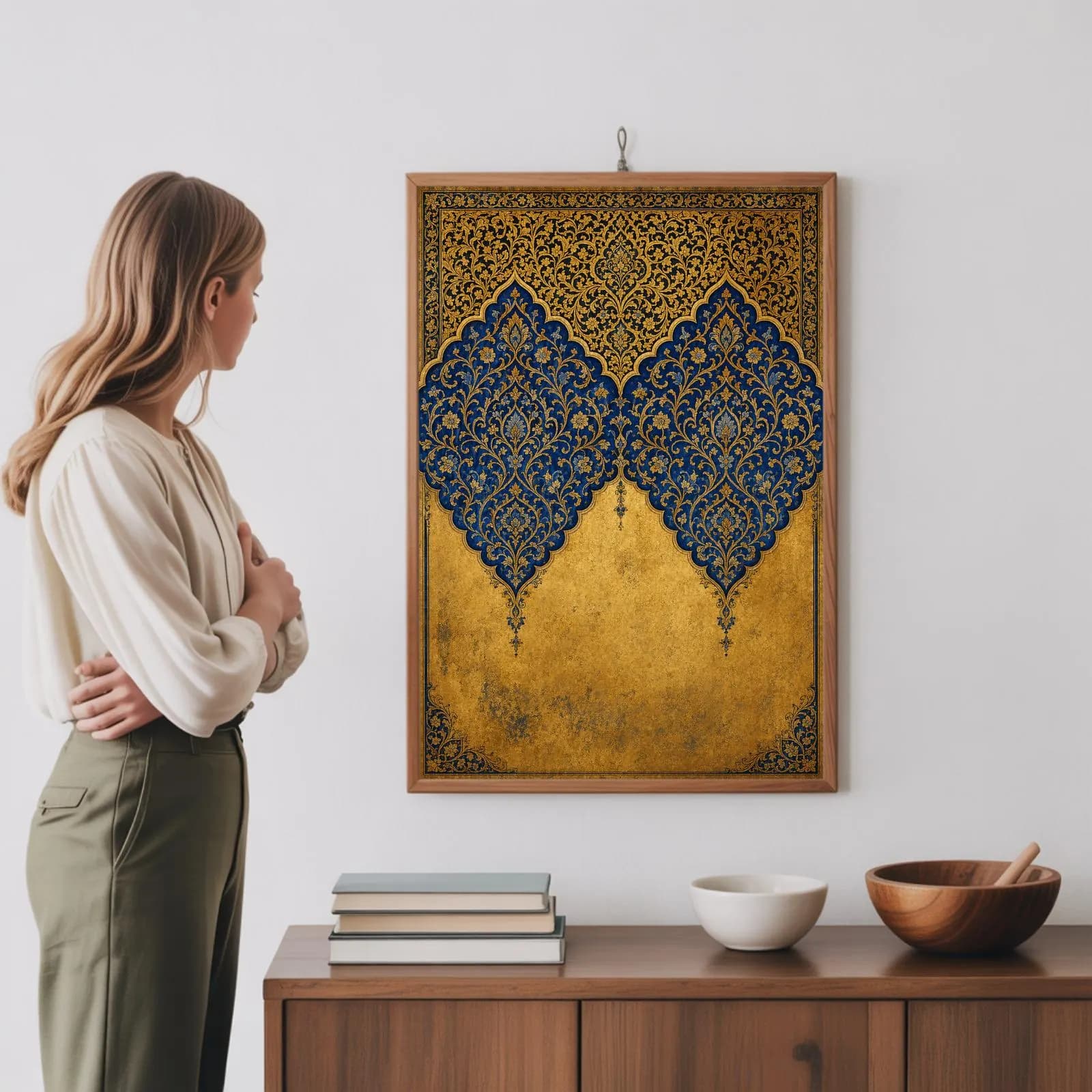 Persian Rug Pattern Poster, Tightly Packed Floral Carpet Design Wall Art - image 3