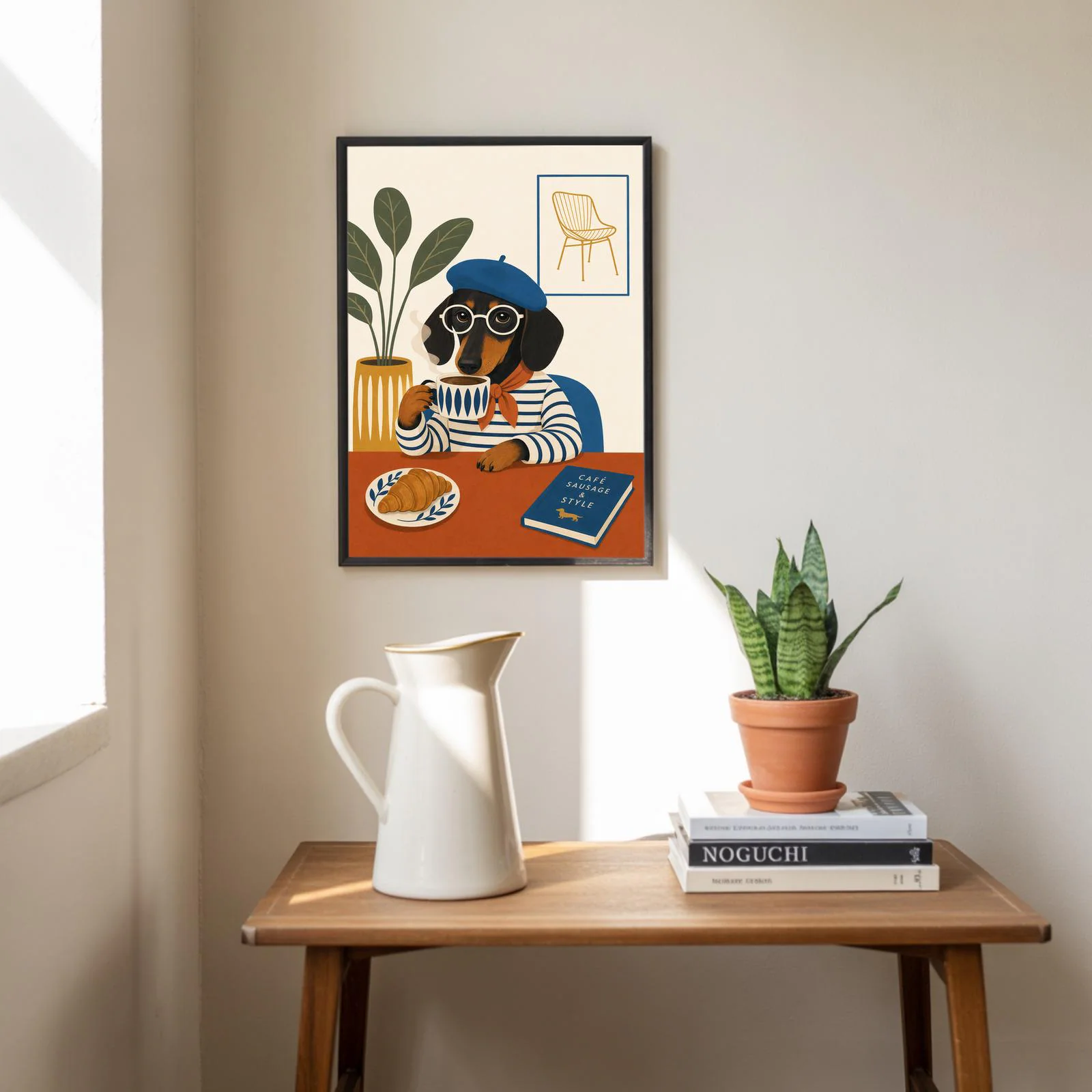 Dachshund Coffee Poster, Mid-Century Style Sausage Dog Art Print - image 3